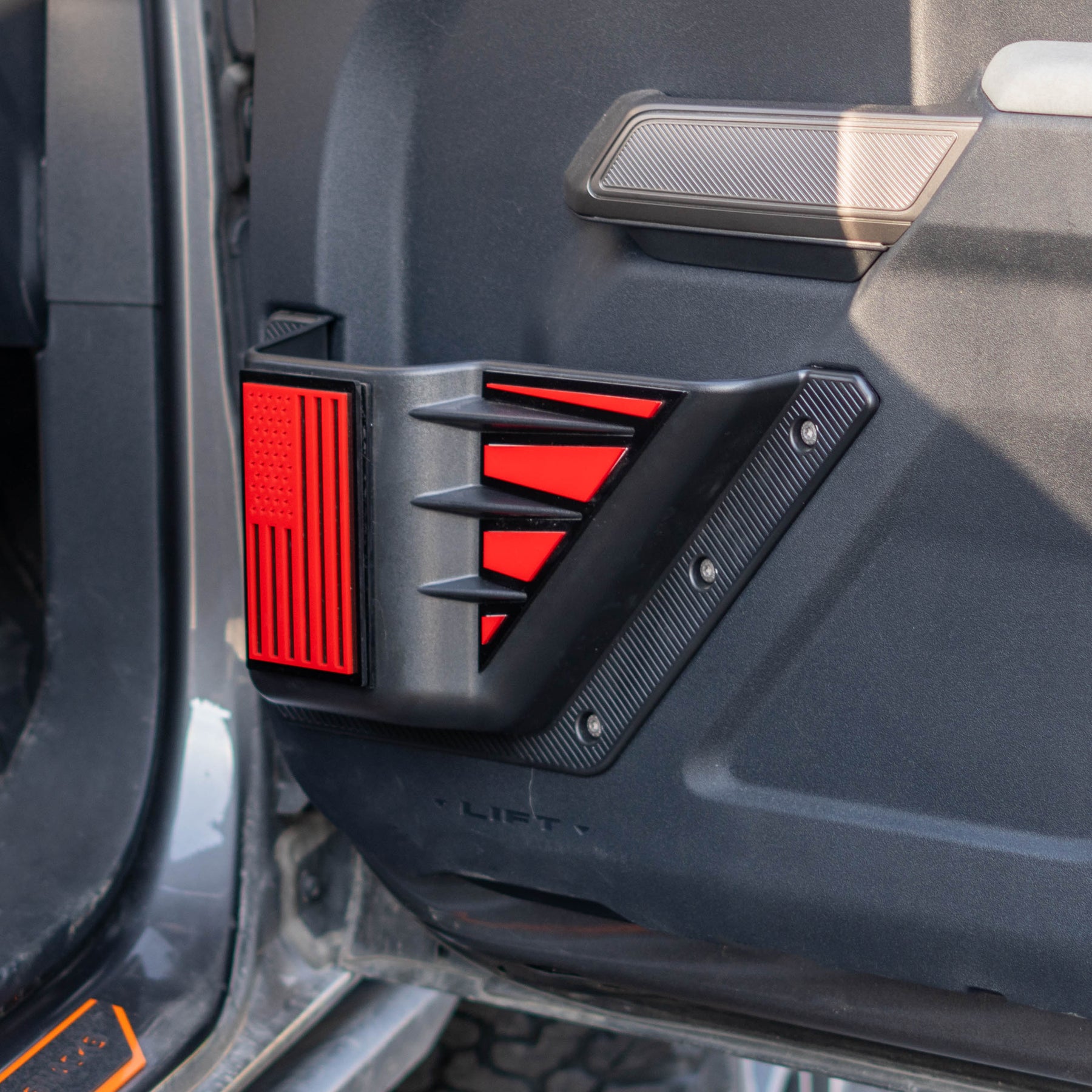 Detailed Door Storage Pocket Pair - Style 2 - American Flag - Fits 2021+ Bronco® - Multiple Colors Available
