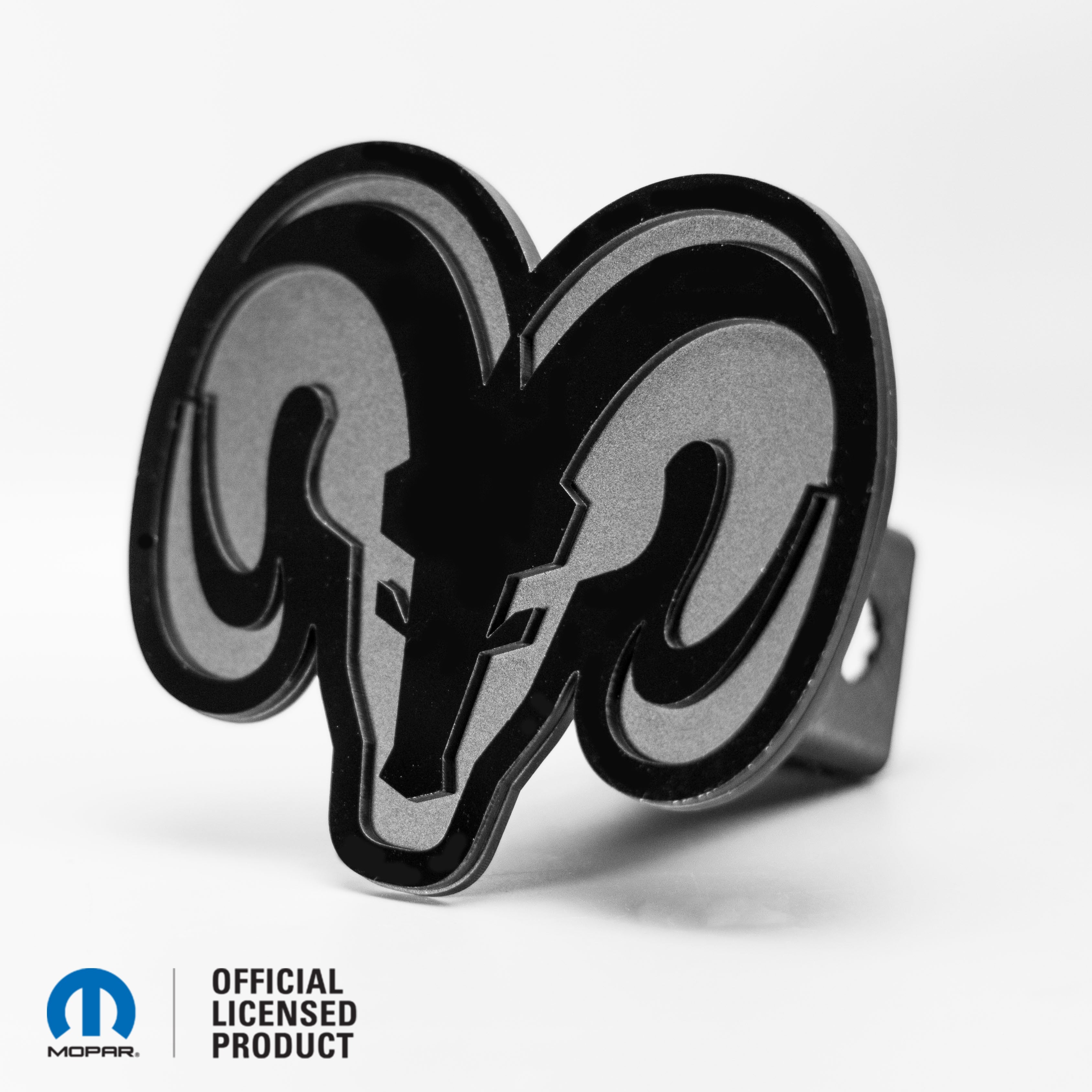 RAM® HEAD LOGO STYLE 1 - HITCH COVER - Gloss on Matte - Officially Lic