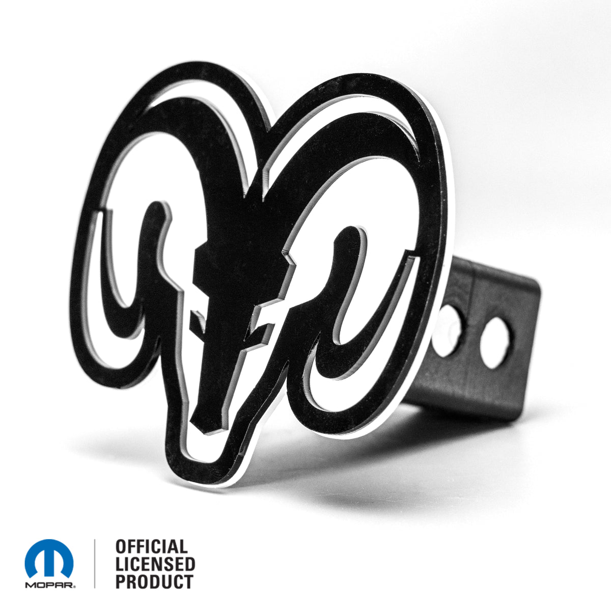 CUBIERTA DE ENGANCHE CON LOGOTIPO DE CABEZA RAM® ESTILO 1 - Brillo sobre blanco - Producto con licencia oficial