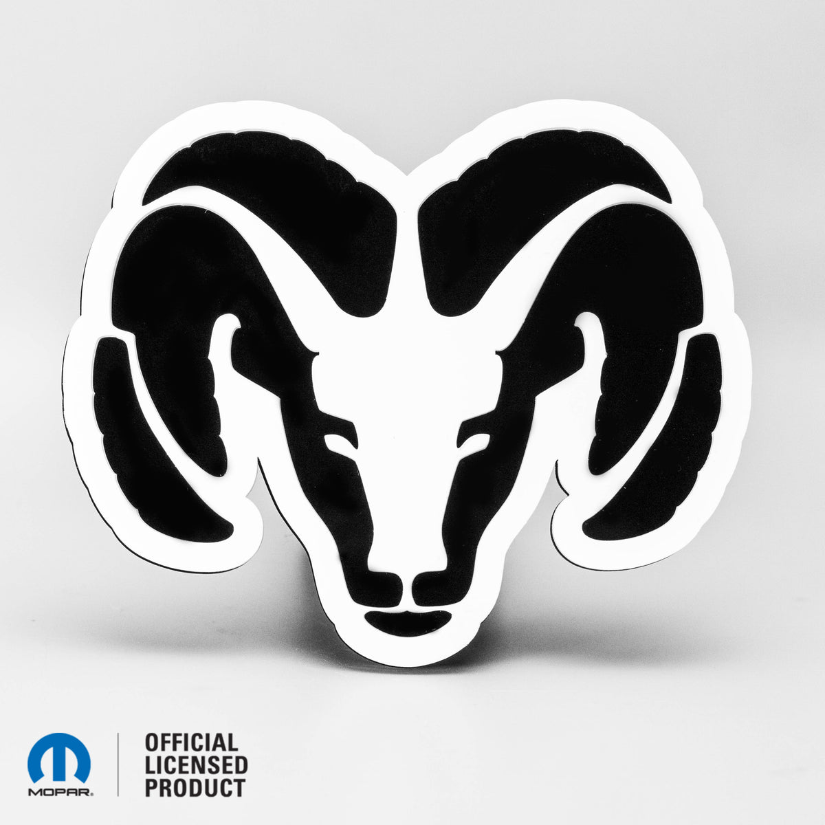 CUBIERTA DE ENGANCHE CON LOGOTIPO DE CABEZA RAM® ESTILO 2 - Blanco sobre brillo - Producto con licencia oficial