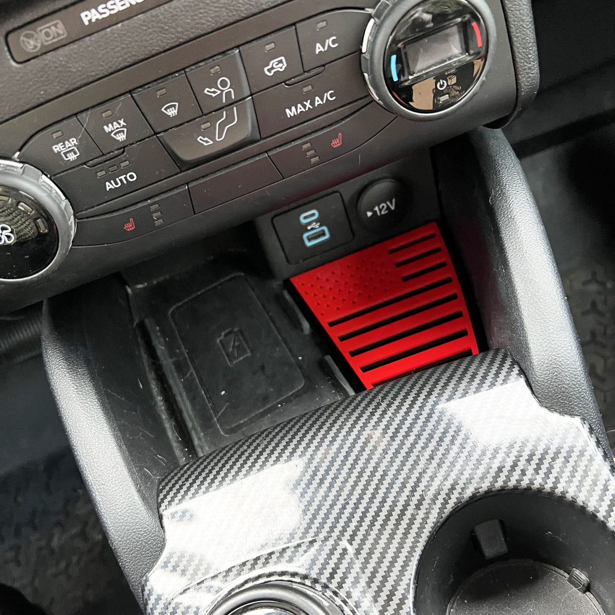 Lower Console Storage Pocket Inlay Badge - American Flag - Fits 2021+ Bronco® Sport - Multiple Colors Available