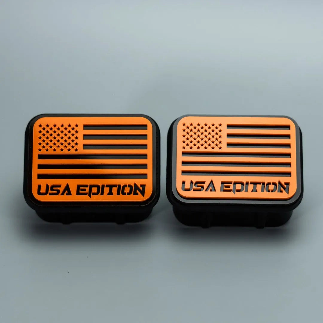 Crash Bar End Plug Pair - Custom Text American Flag - Fits 2021+ Bronco® - Multiple Colors Available