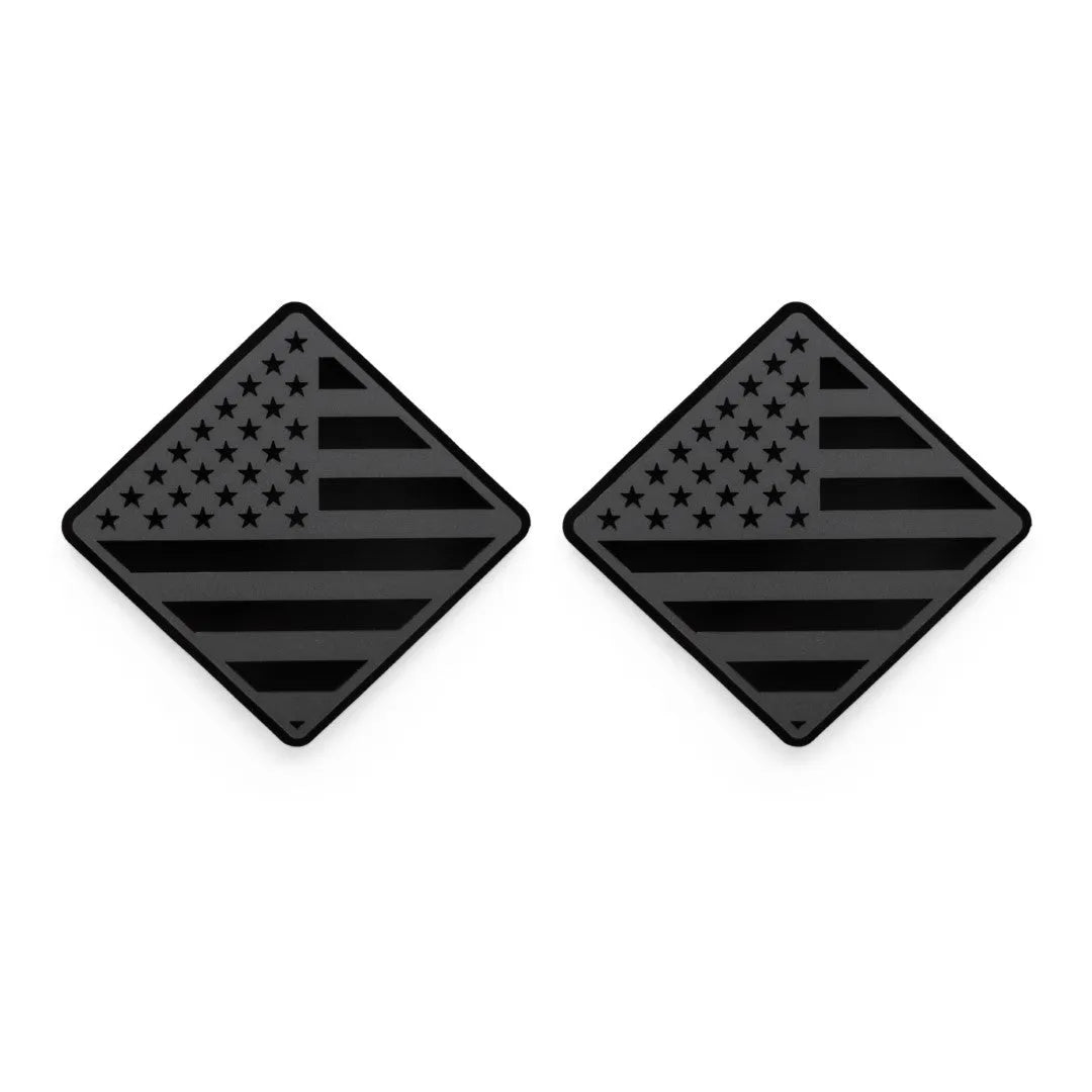 Fender Badge Pair - American Flag - Fits 2021+ Bronco® Outer Banks® - Matte Black on Black