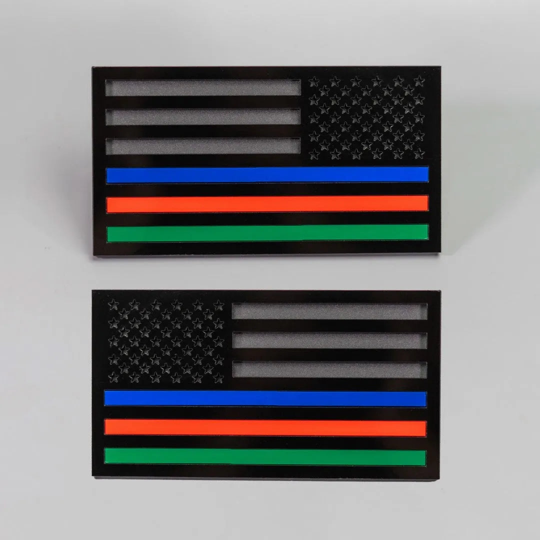 Badges Fender drapeau américain - Paire - Ajustement universel - Choisissez vos couleurs - Tri Line