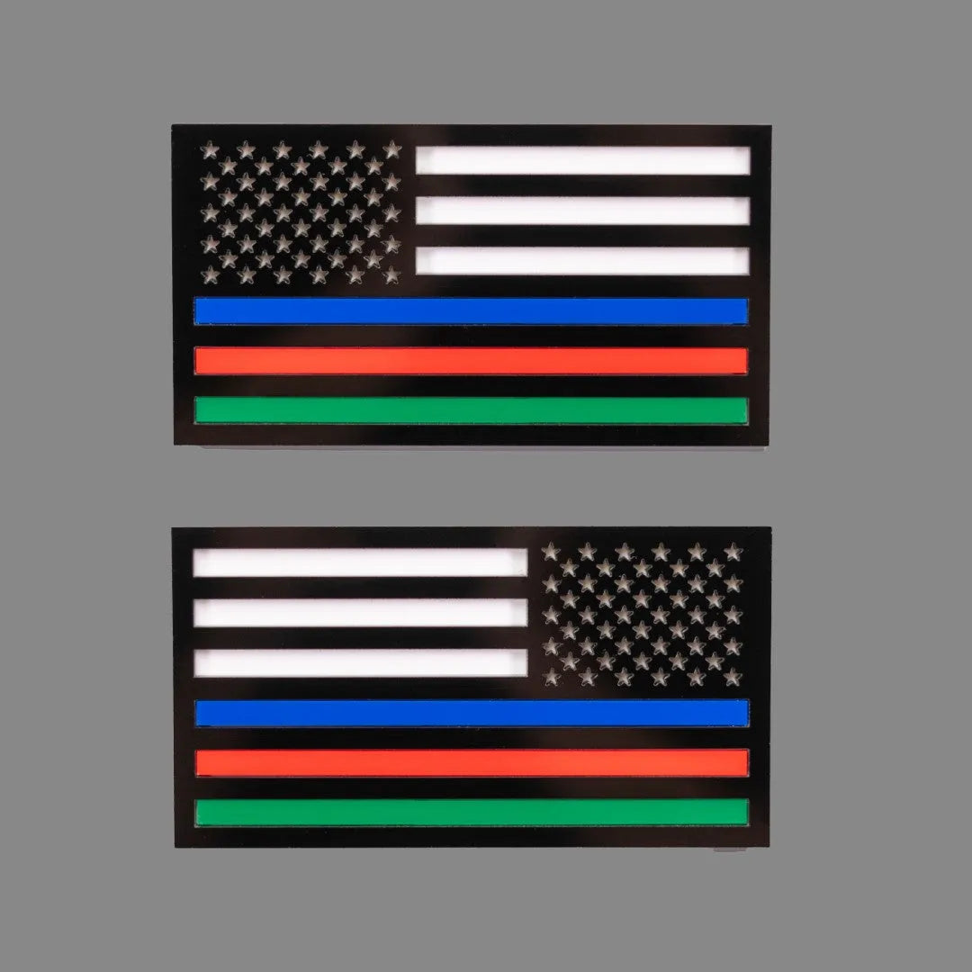 Badges Fender drapeau américain - Paire - Ajustement universel - Choisissez vos couleurs - Tri Line