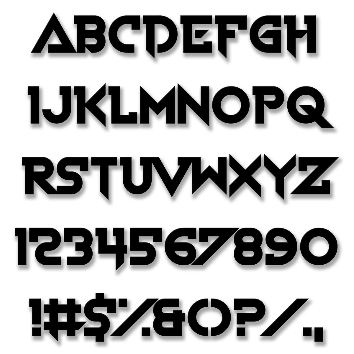 Letras individuales - Fuente en negrita - Negro brillante