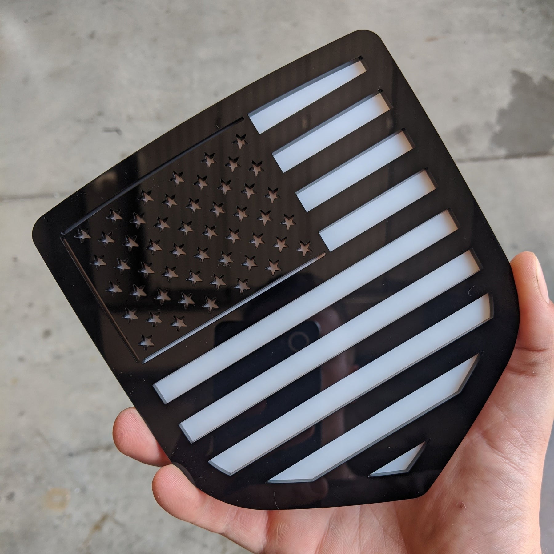 American Flag Badge - Fits 2009-2018 Dodge® Ram® Tailgate -1500, 2500, 3500 - Black on White