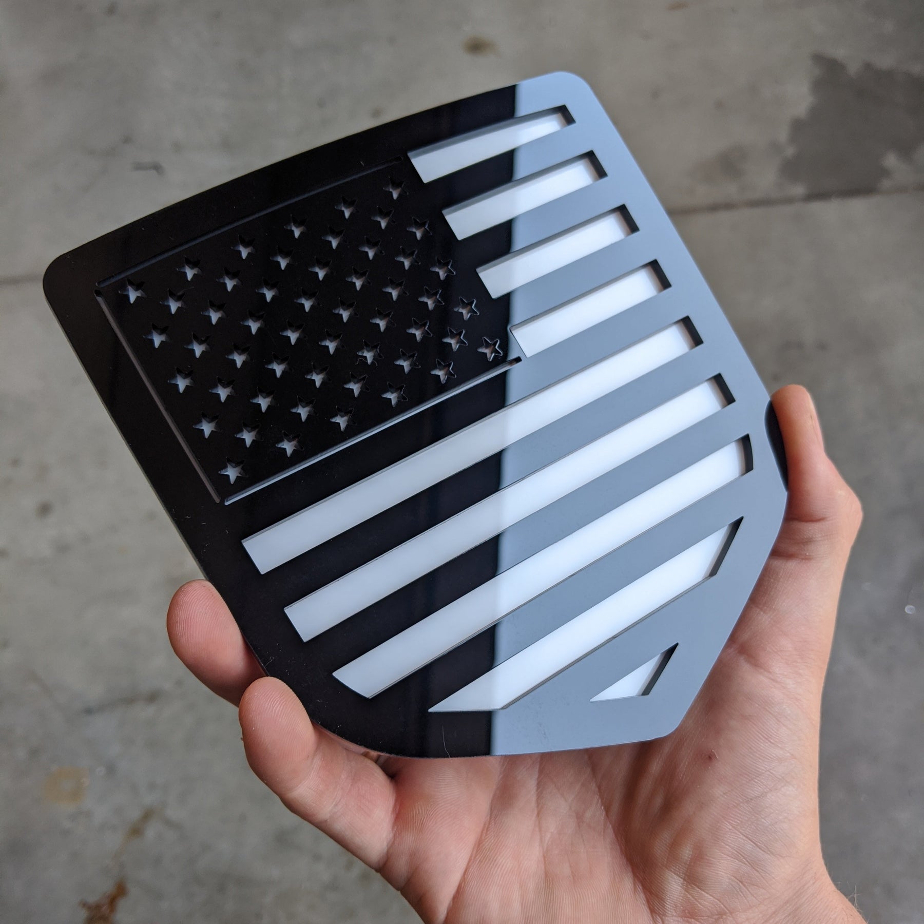 American Flag Badge - Fits 2009-2018 Dodge® Ram® Tailgate -1500, 2500, 3500 - Black on White