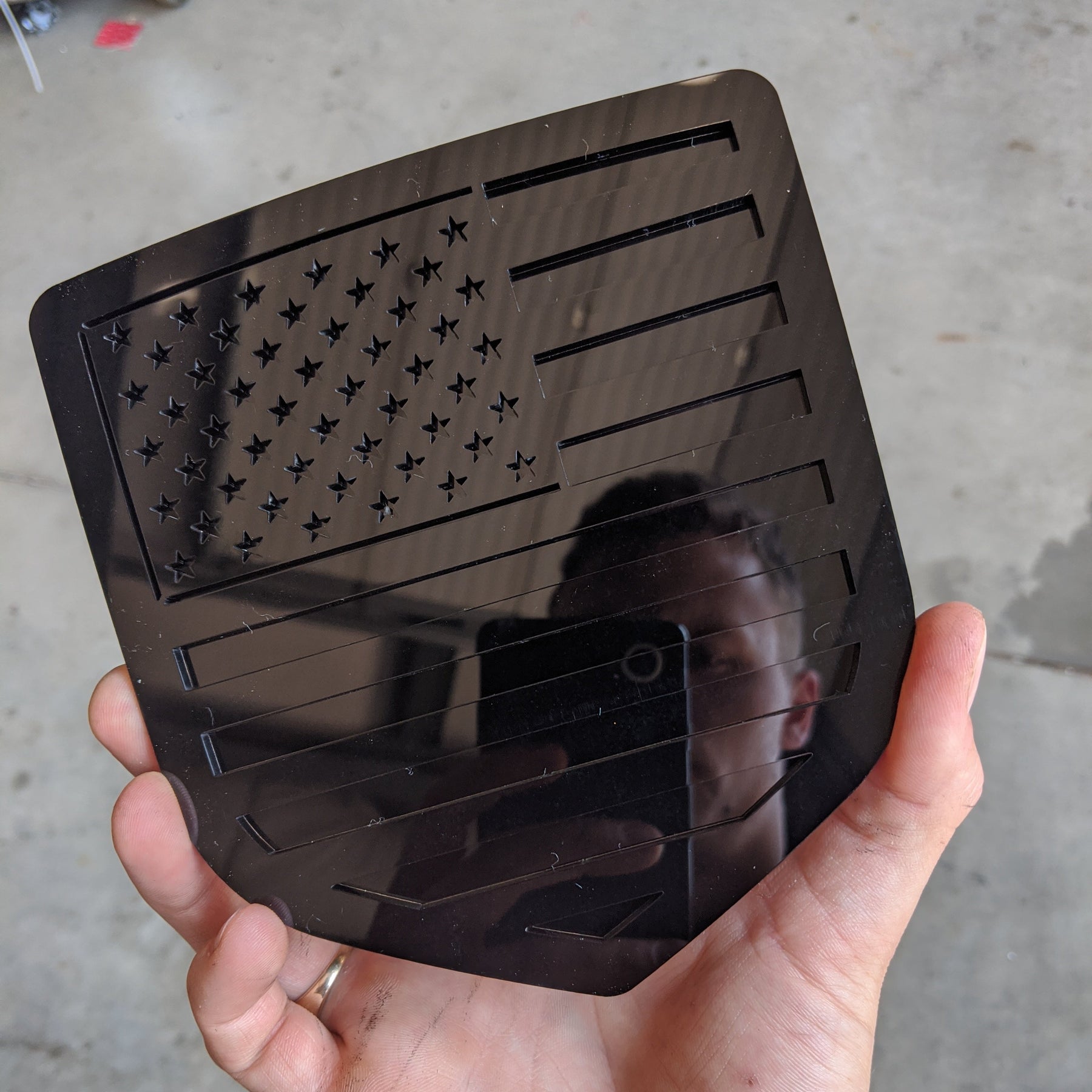 American Flag Badge - Fits 2009-2018 Dodge® Ram® Tailgate -1500, 2500, 3500 - Black on Black