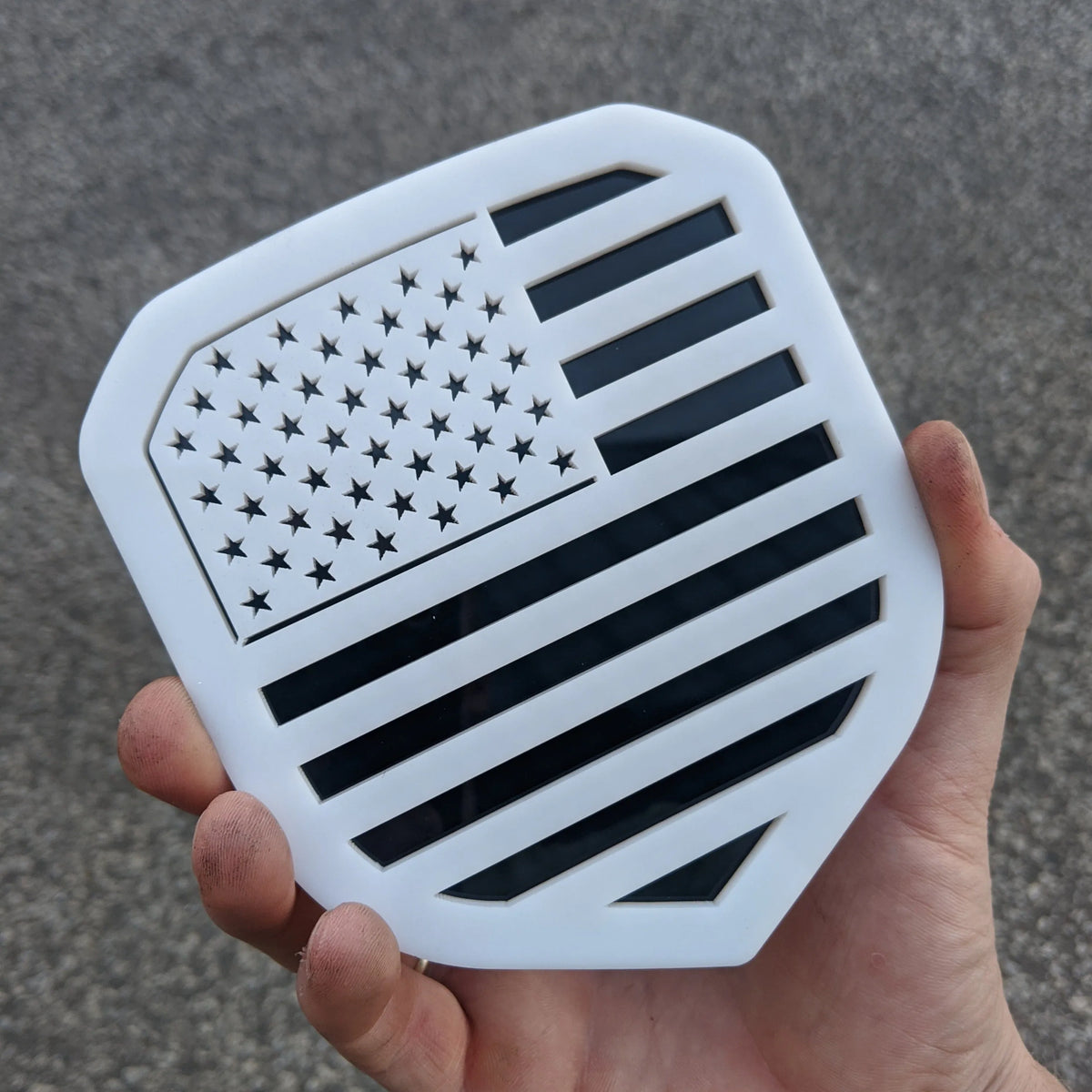American Flag Badge - Fits 2013-2018 Dodge® Ram® Grille - 1500, 2500, 3500 - White on Black