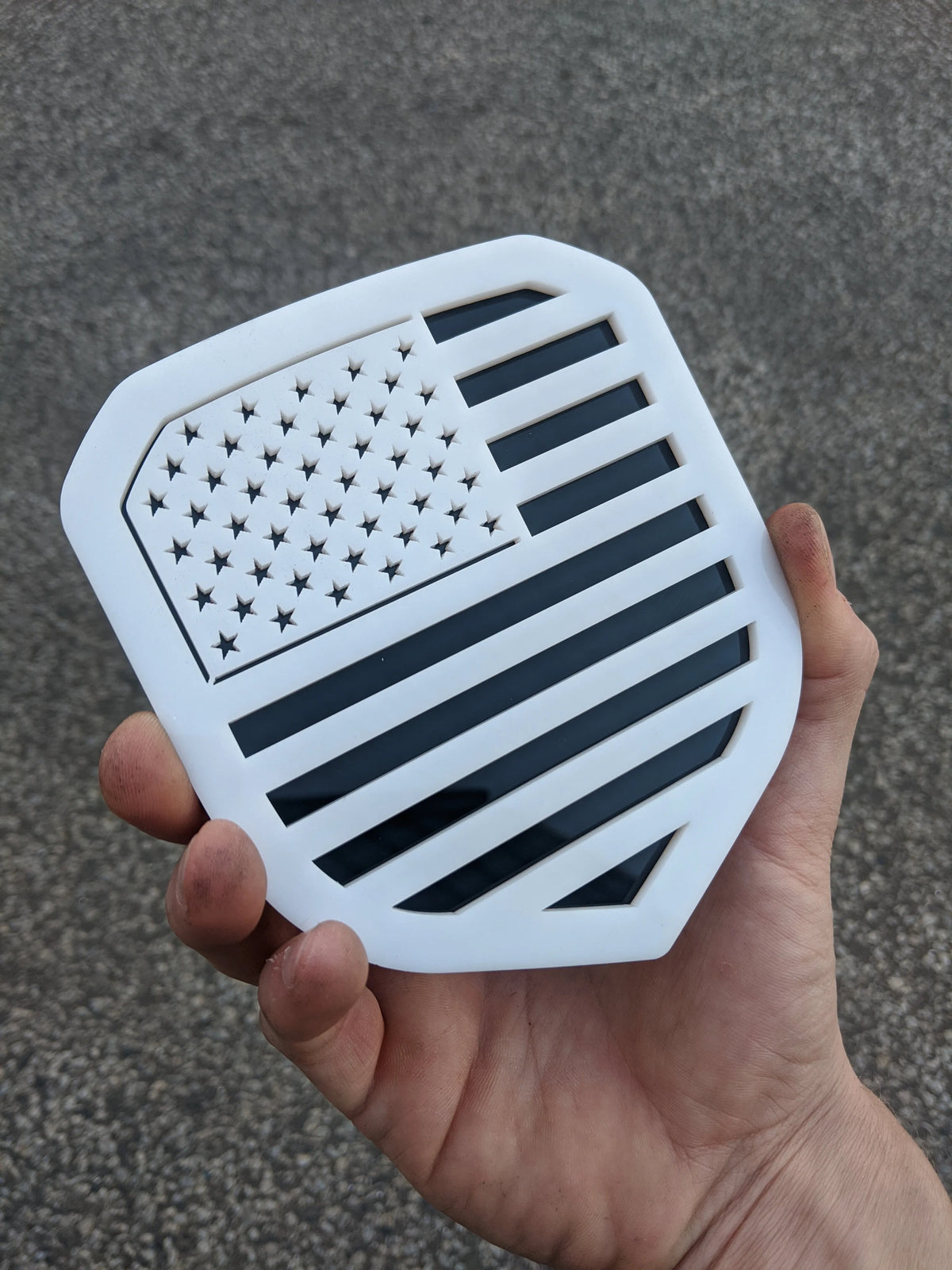 American Flag Badge - Fits 2013-2018 Dodge® Ram® Grille - 1500, 2500, 3500 - White on Black
