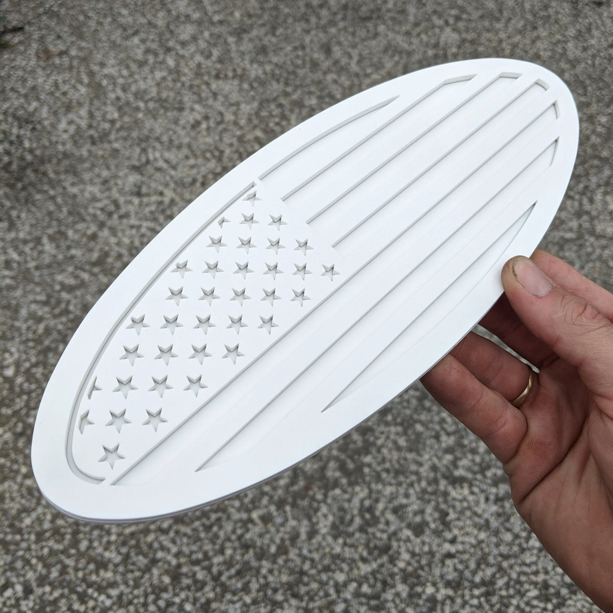 American Flag Badge - Fits 2017-2019 Ford® Super Duty® Tailgate -250, 350, 450 - White on White