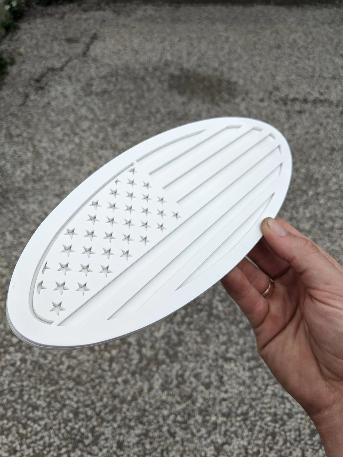 American Flag Badge - Fits 2017-2019 Ford® Super Duty® Tailgate -250, 350, 450 - White on White