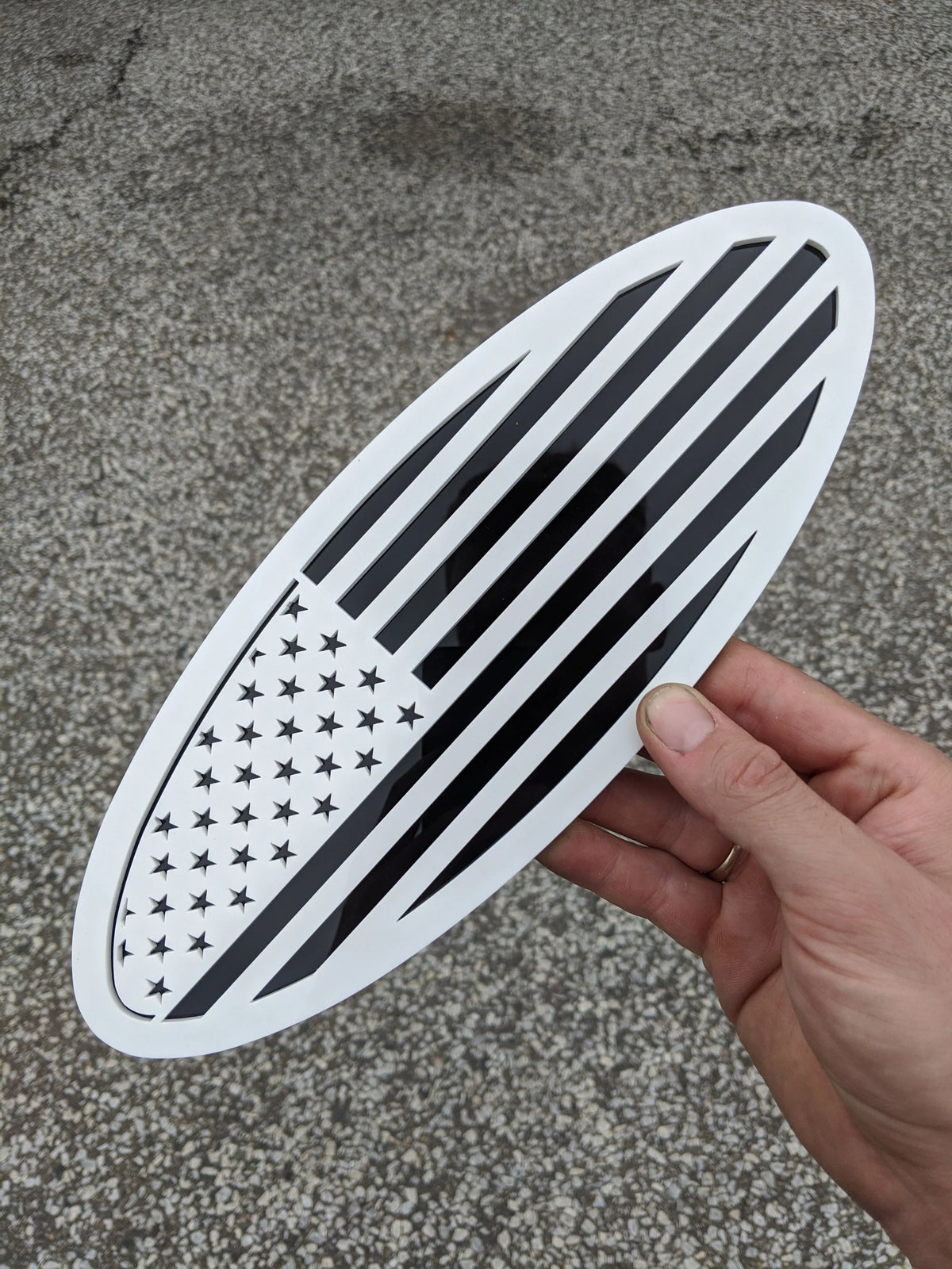 American Flag Badge - Fits 2017-2019 Ford® Super Duty® Tailgate -250, 350, 450 - White on Black