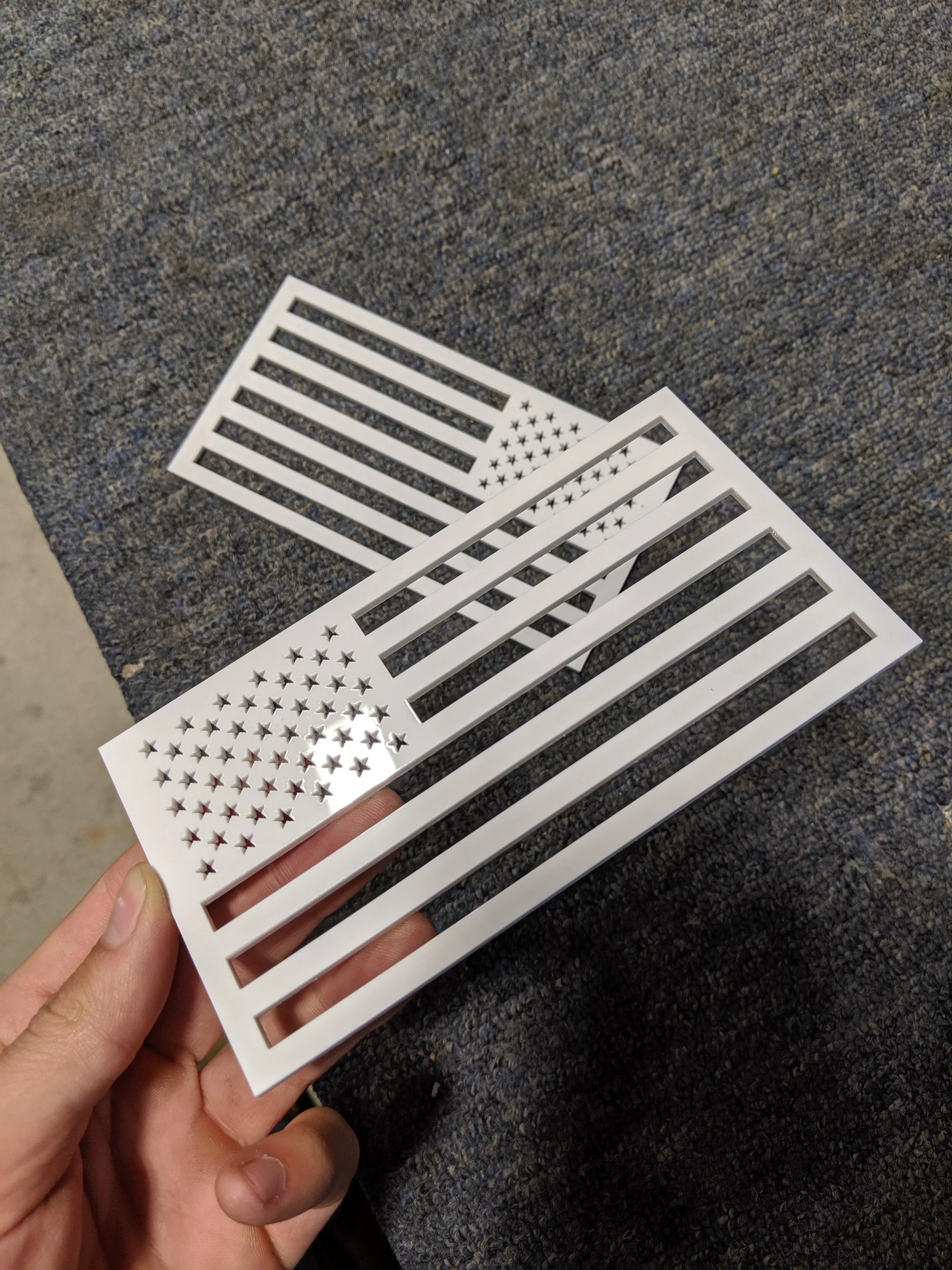 American Flag Fender Badges - Pair - Universal Fit - White