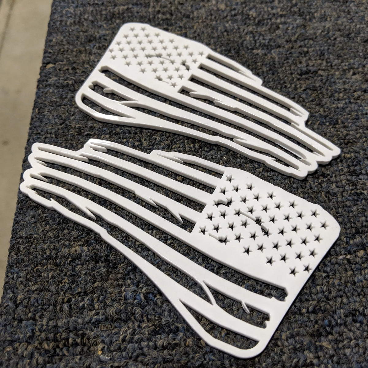 Tattered Flag Fender Badges - Pair - Universal Fit - White