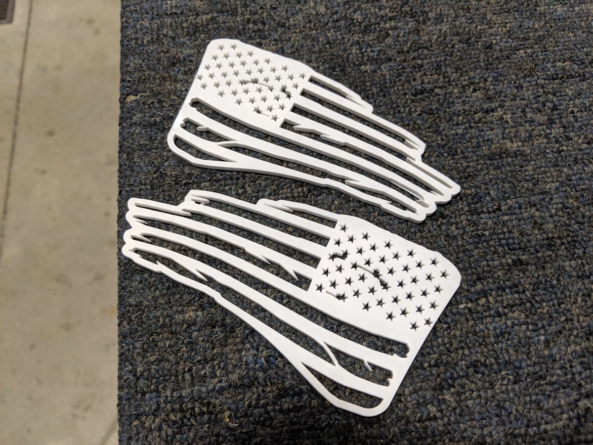 Tattered Flag Fender Badges - Pair - Universal Fit - White