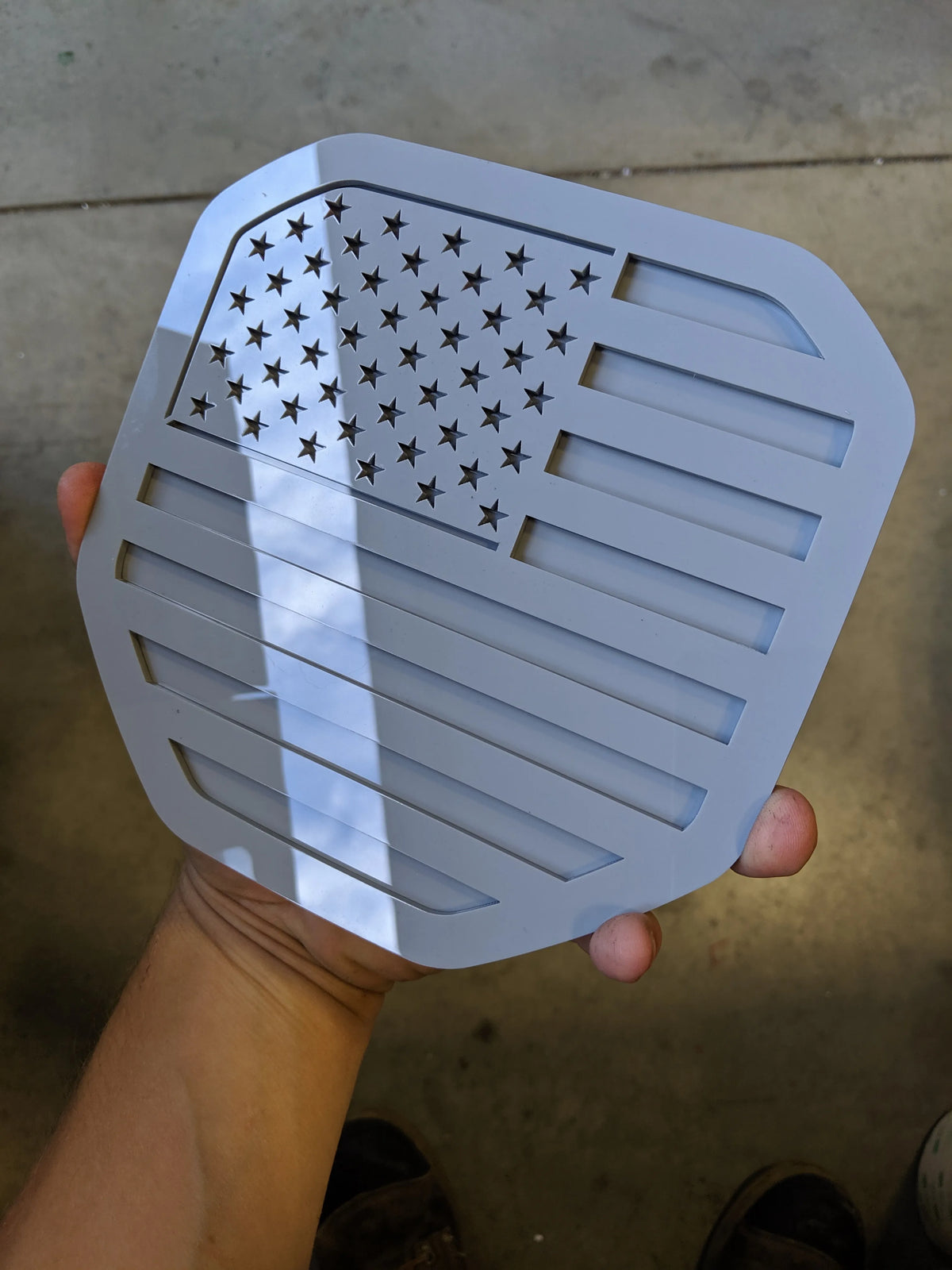 American Flag Badge - Fits 2019+ (5th Gen) Dodge® Ram® Tailgate - Gray on Gray