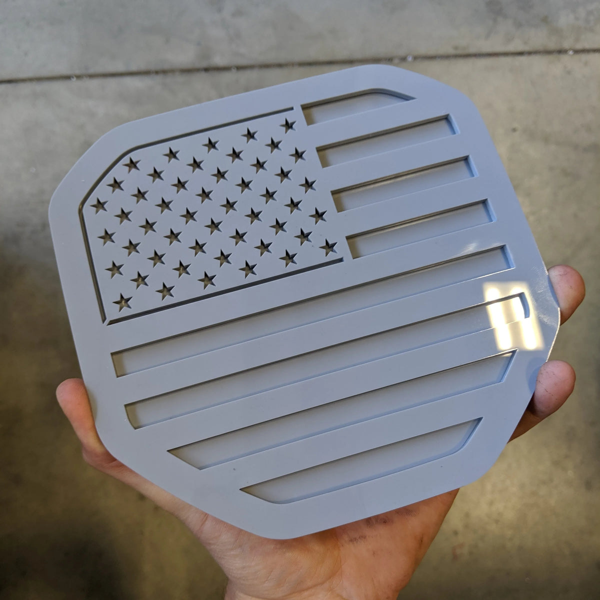 American Flag Badge - Fits 2019+ (5th Gen) Dodge® Ram® Tailgate - Gray on Gray