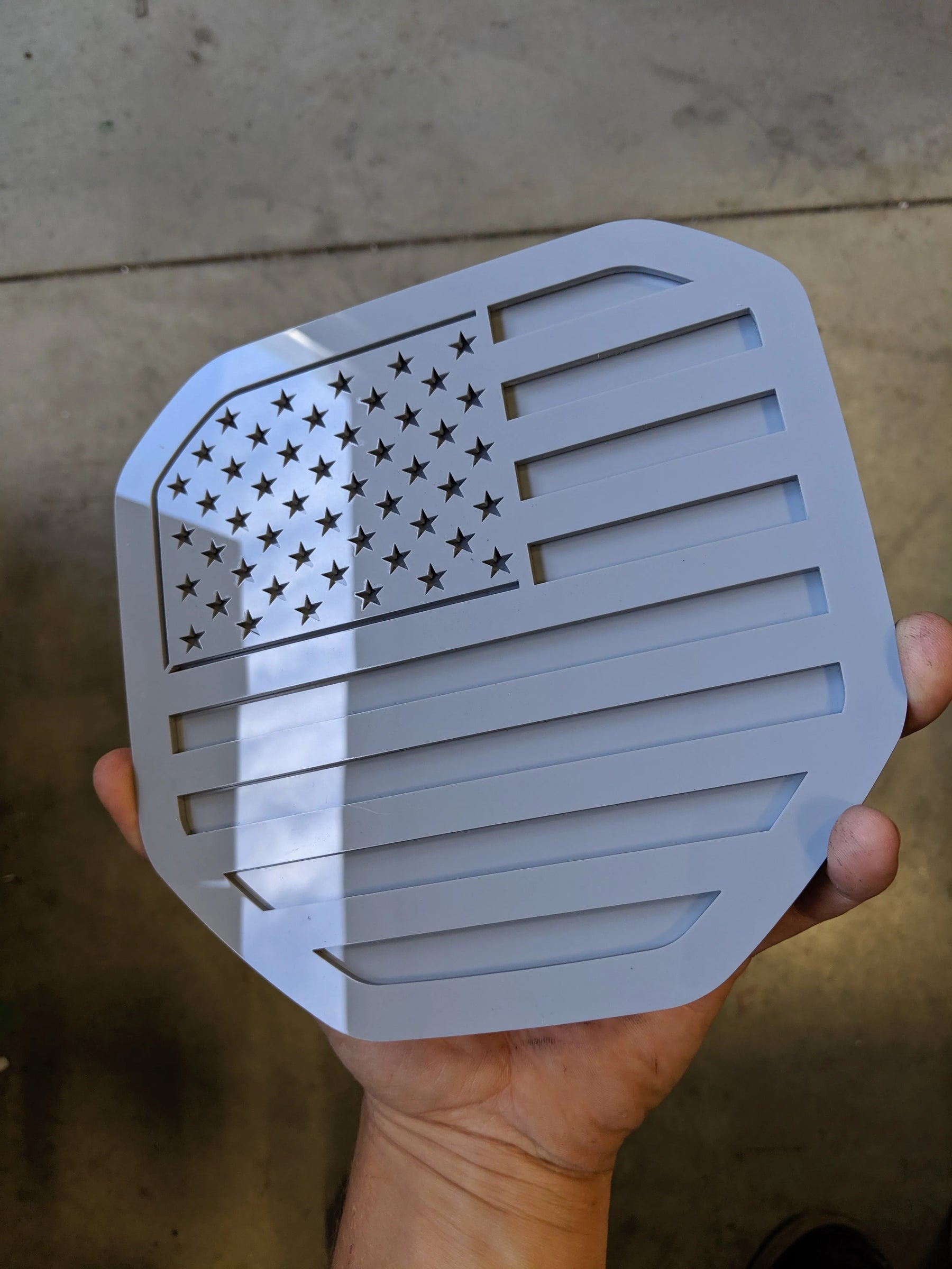American Flag Badge - Fits 2019+ (5th Gen) Dodge® Ram® Tailgate - Gray on Gray