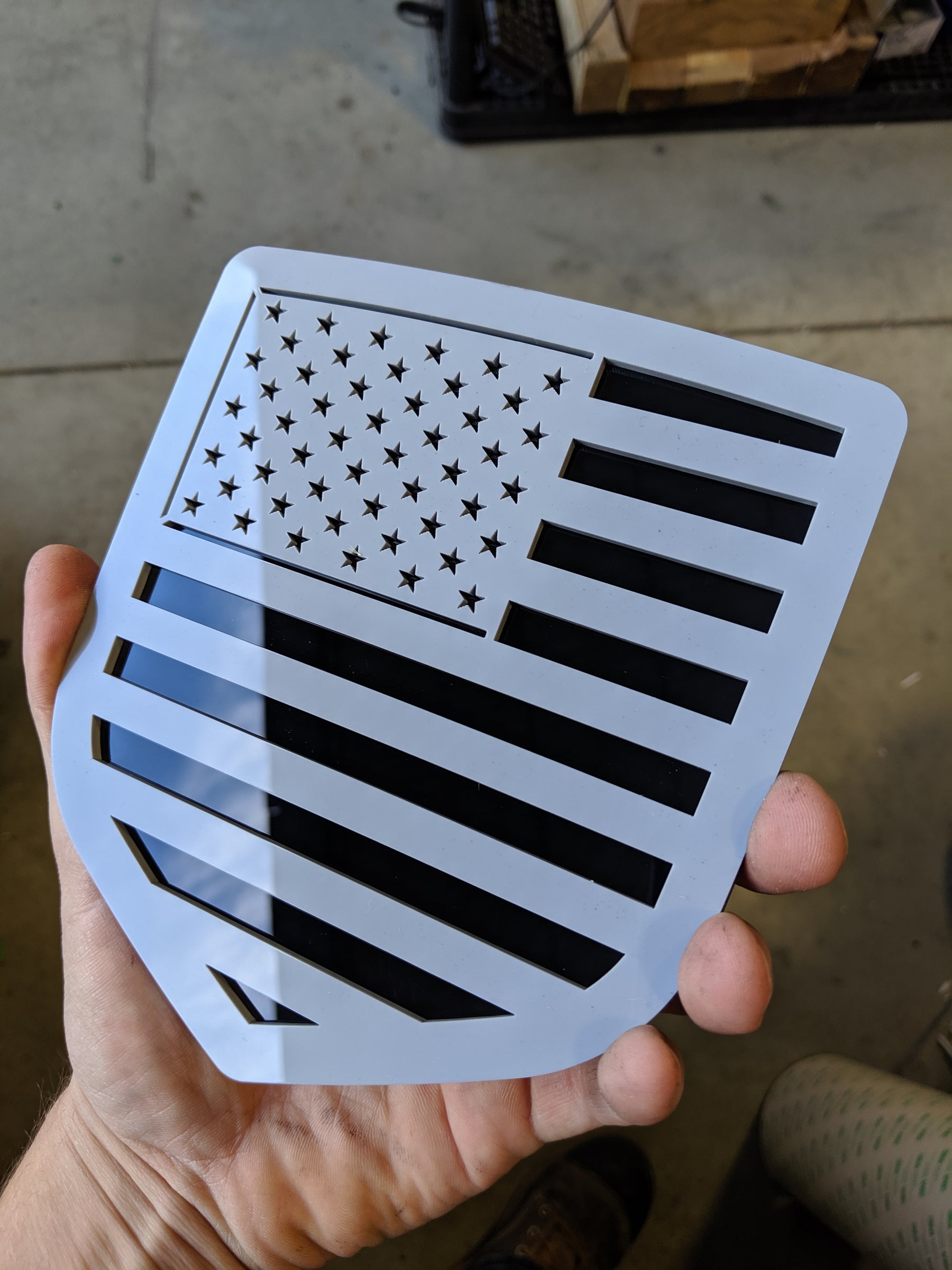 American Flag Badge - Fits 2009-2018 Dodge® Ram® Tailgate - Gray on Black