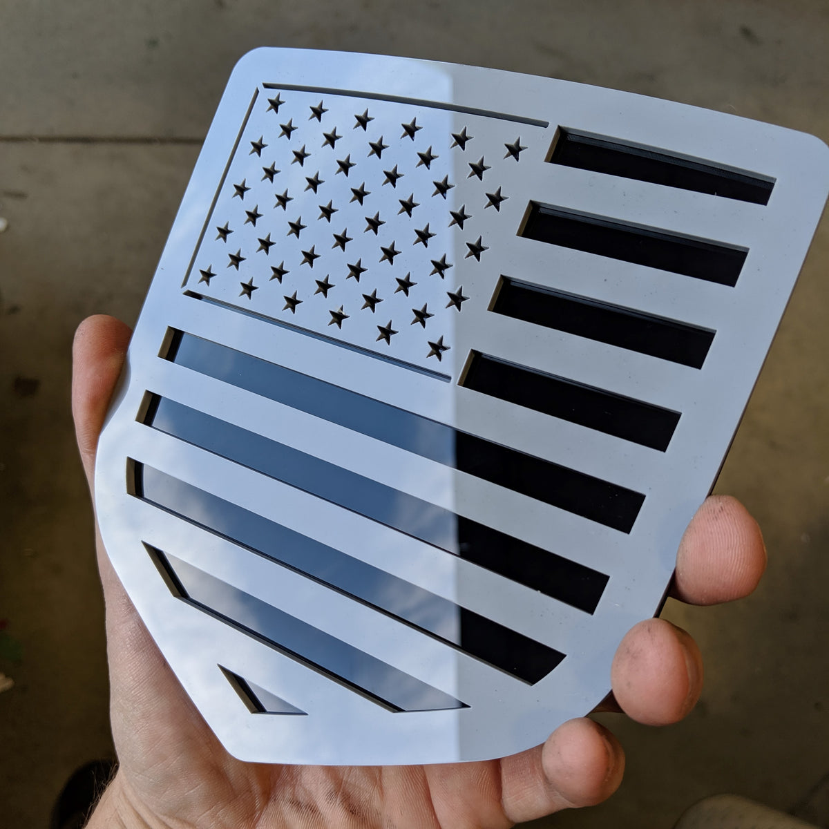 American Flag Badge - Fits 2009-2018 Dodge® Ram® Tailgate - Gray on Black