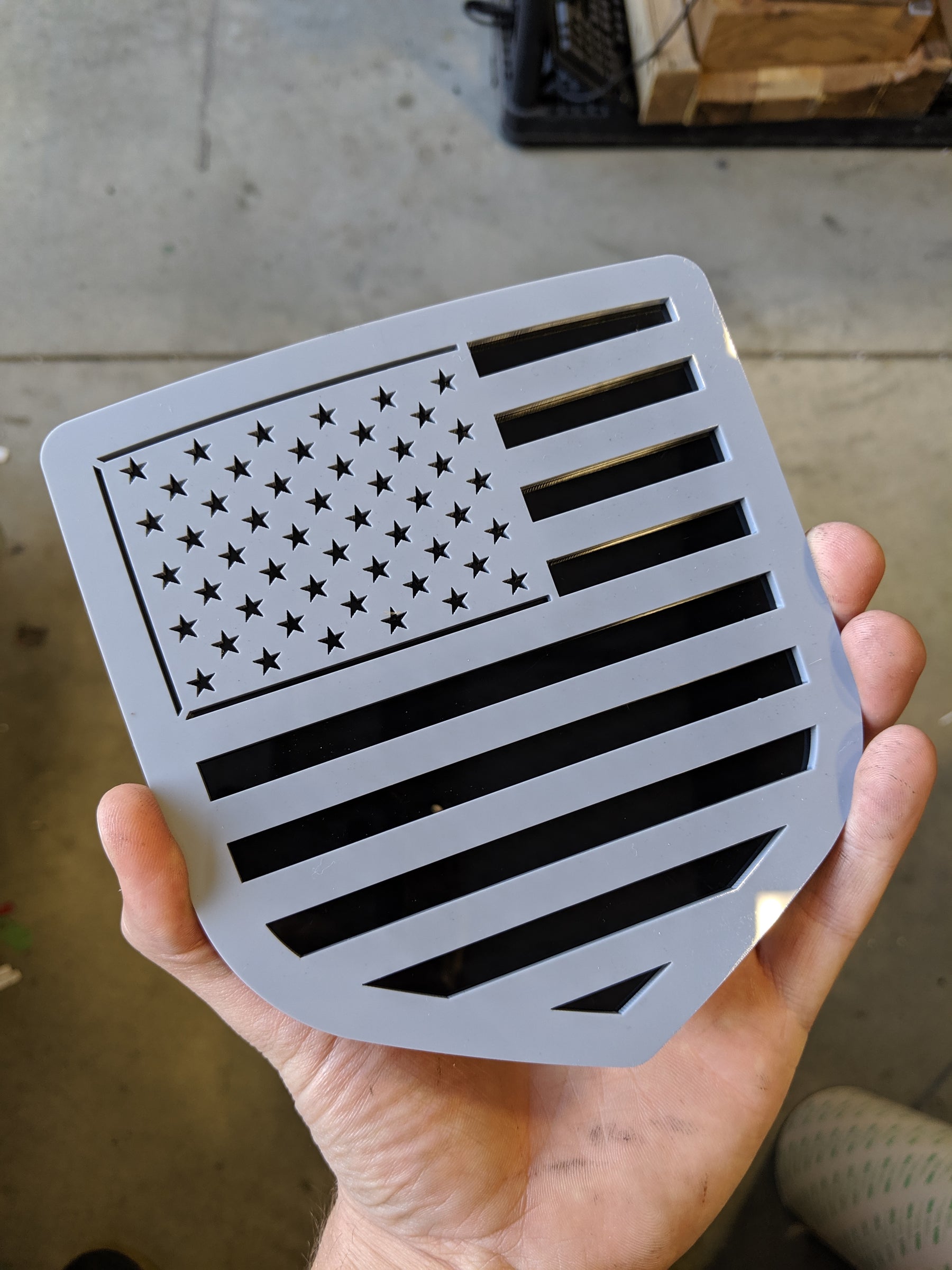 American Flag Badge - Fits 2009-2018 Dodge® Ram® Tailgate - Gray on Black