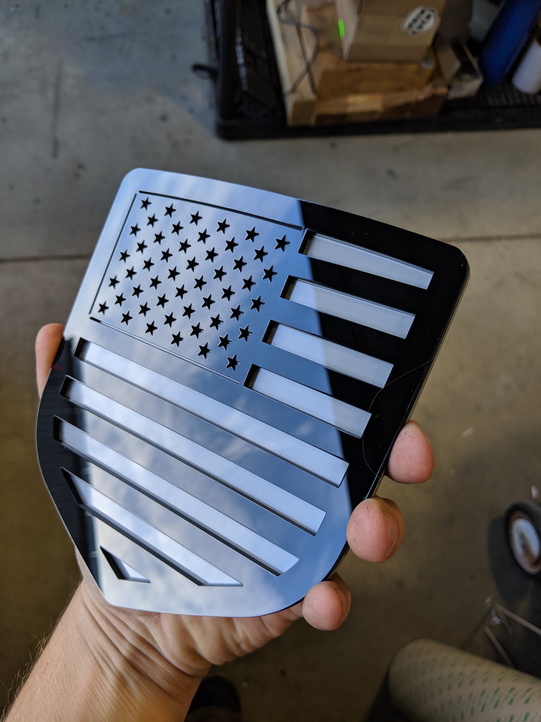 American Flag Badge - Fits 2009-2018 Dodge® Ram® Tailgate - Black on Gray
