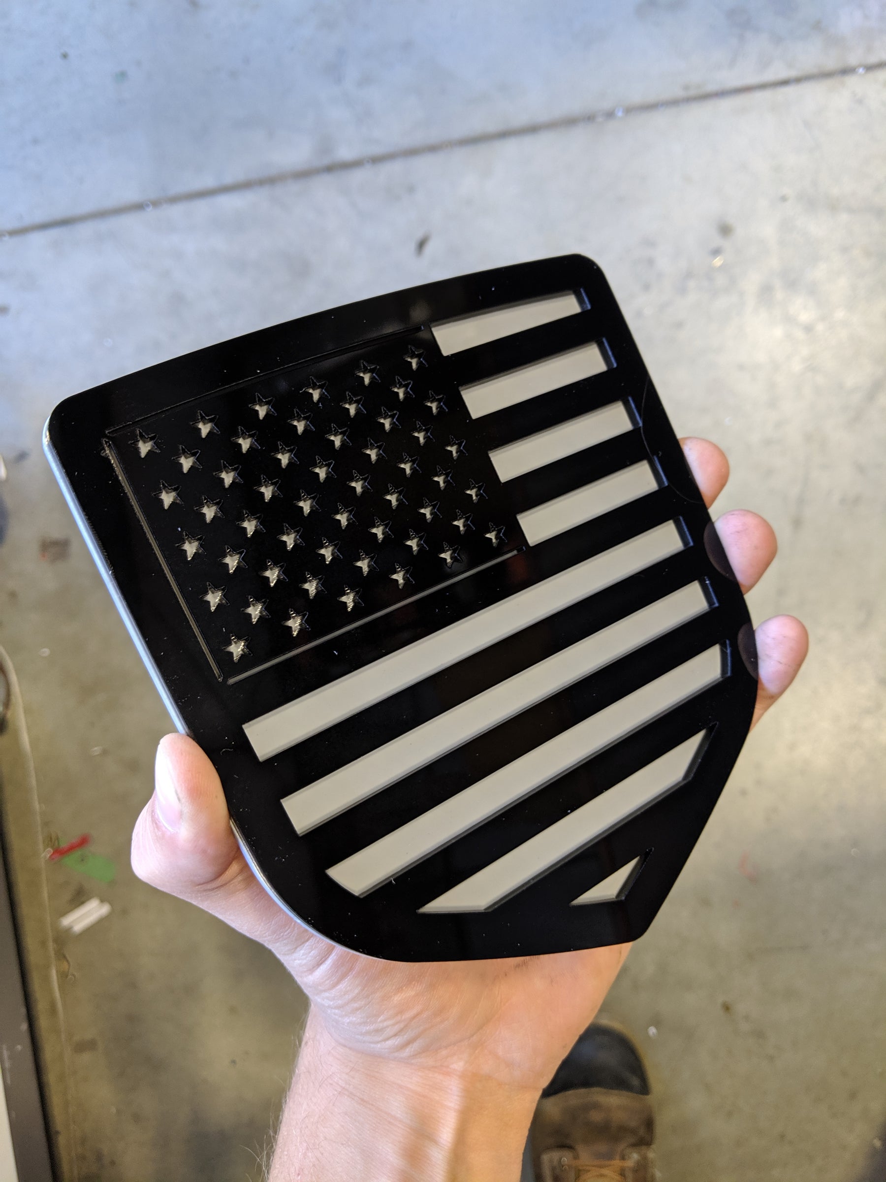 American Flag Badge - Fits 2009-2018 Dodge® Ram® Tailgate - Black on Gray