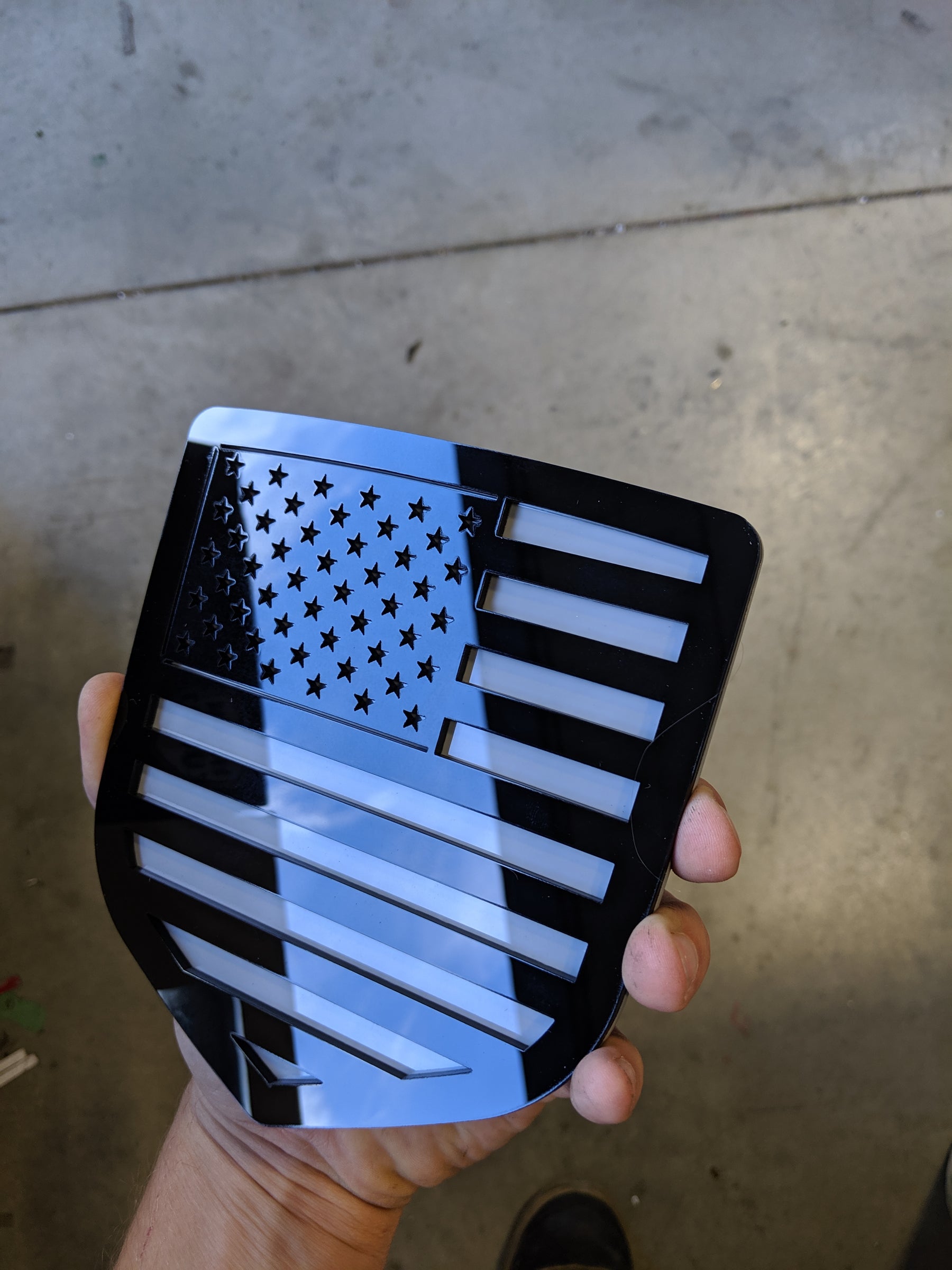 American Flag Badge - Fits 2009-2018 Dodge® Ram® Tailgate - Black on Gray