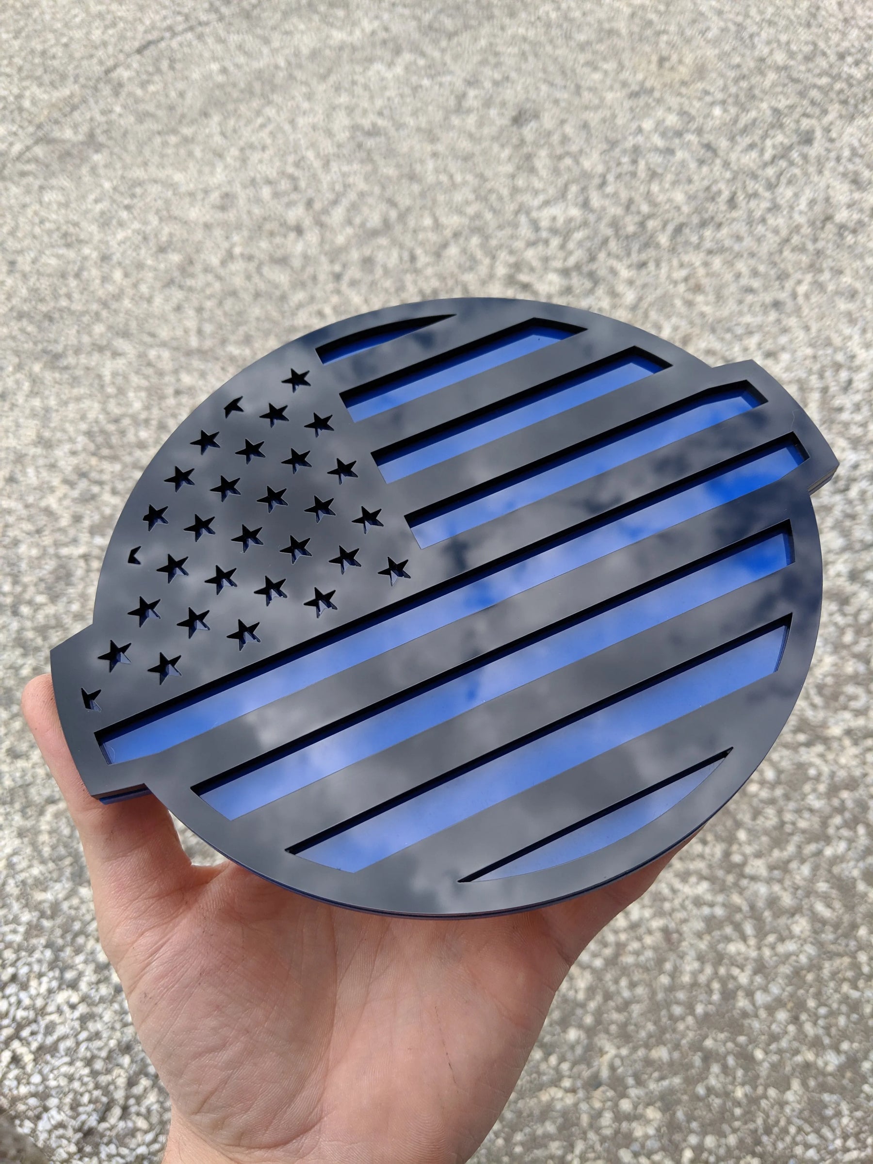 American Flag Badge - Fits 2016-2024 Nissan® Titan® Grille - Black on Blue