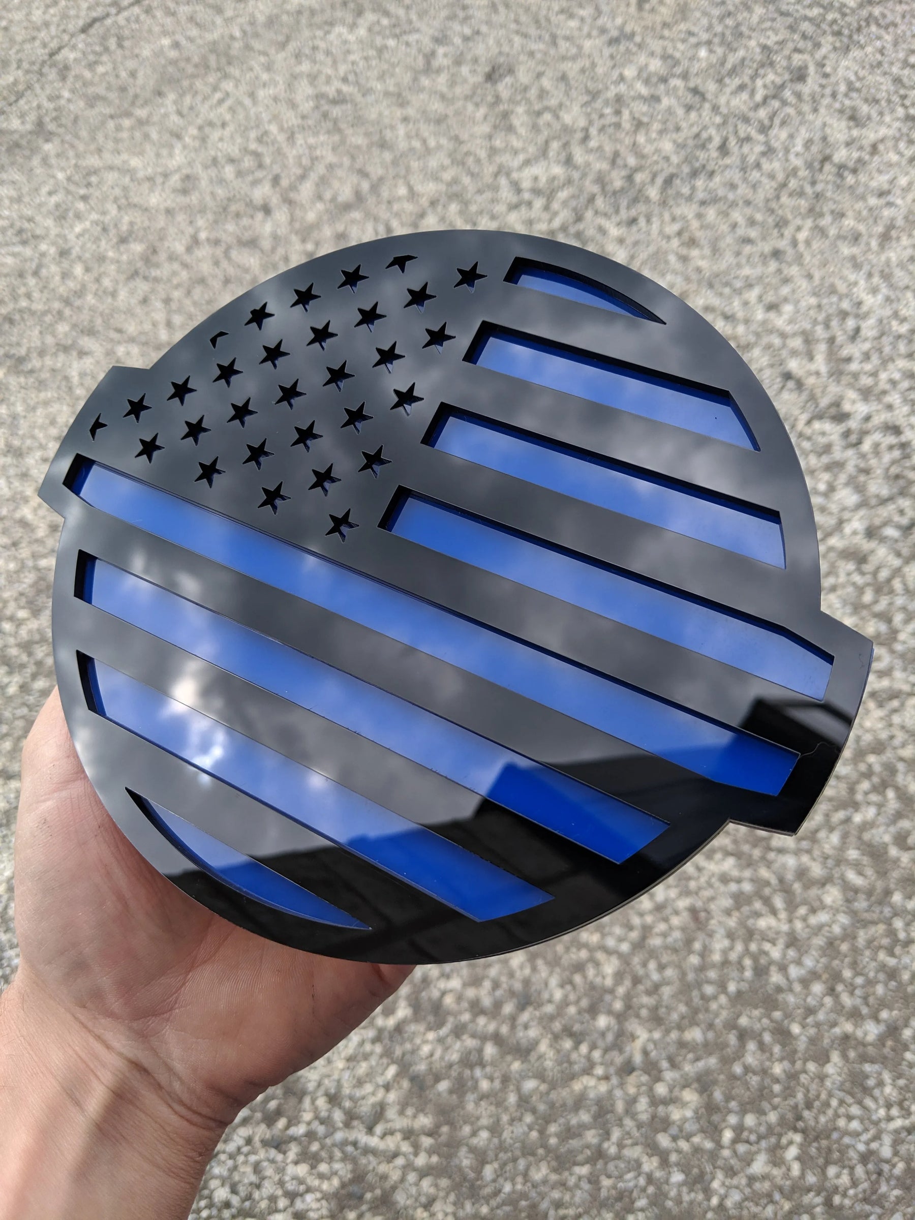 American Flag Badge - Fits 2016-2024 Nissan® Titan® Grille - Black on Blue