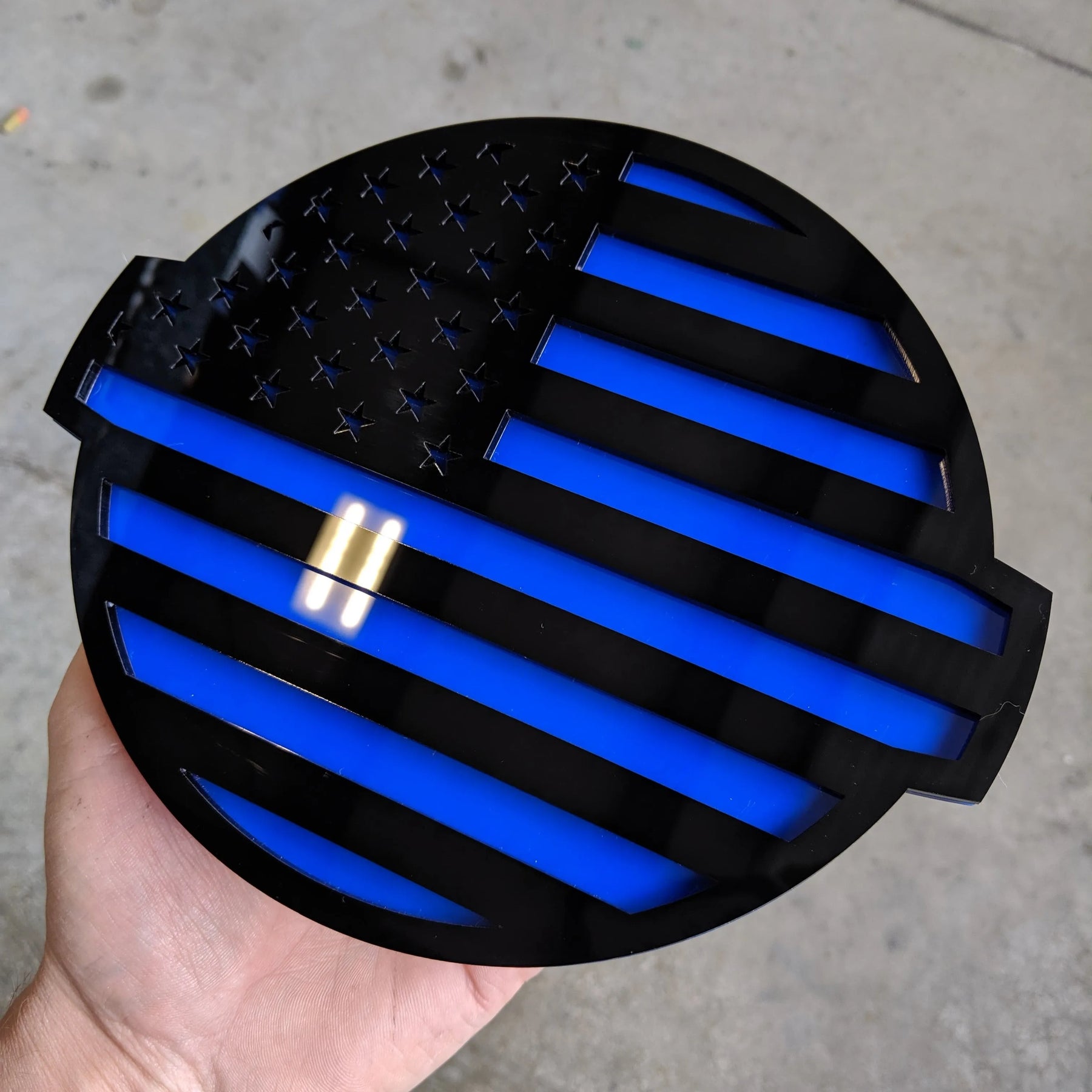American Flag Badge - Fits 2016-2024 Nissan® Titan® Grille - Black on Blue