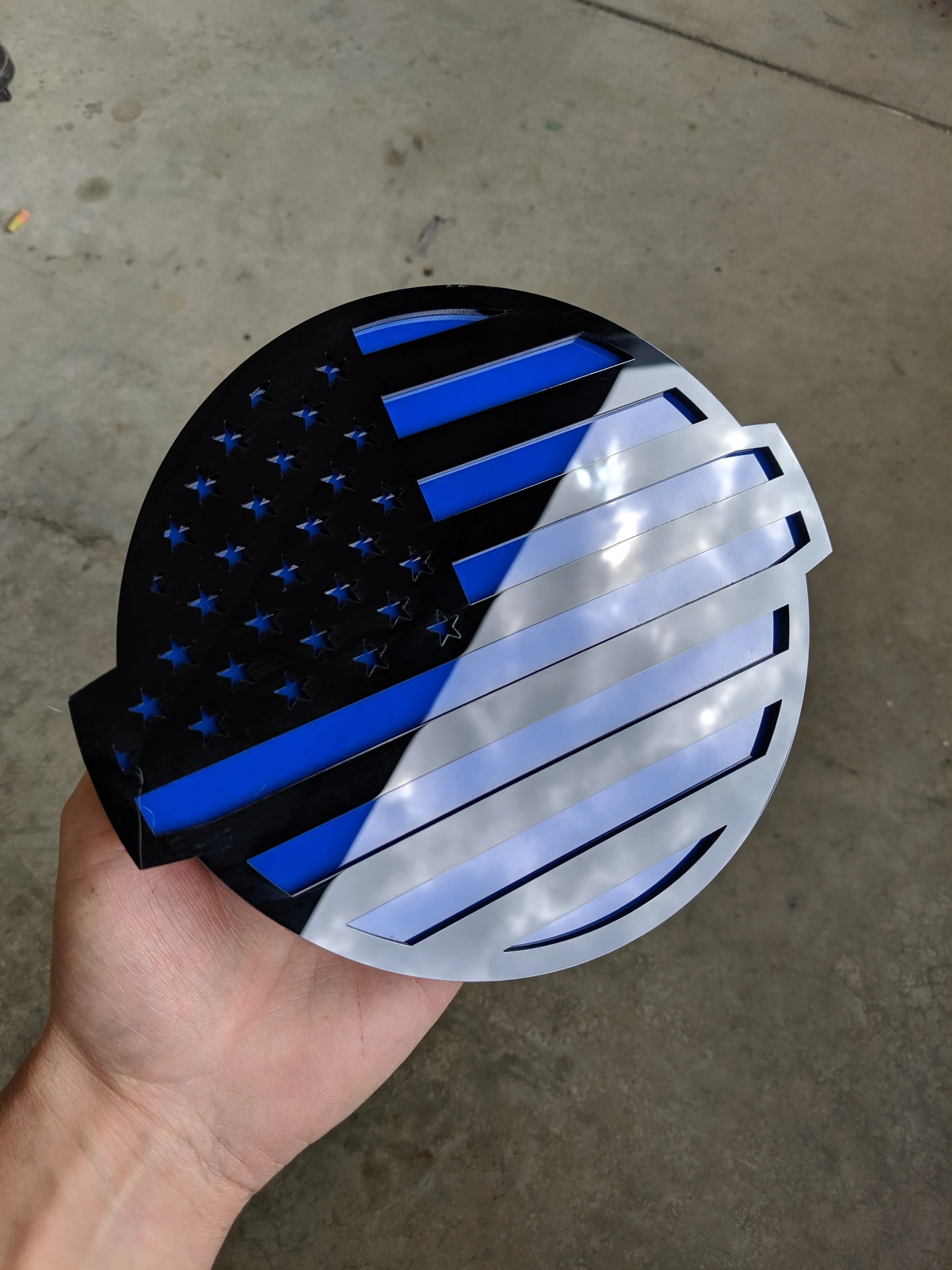 American Flag Badge - Fits 2016-2024 Nissan® Titan® Grille - Black on Blue