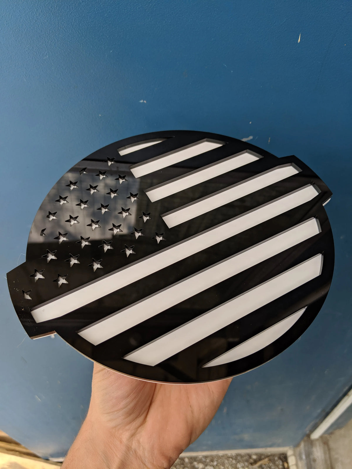 American Flag Badge - Fits 2016-2024 Nissan® Titan® Grille - Black on White