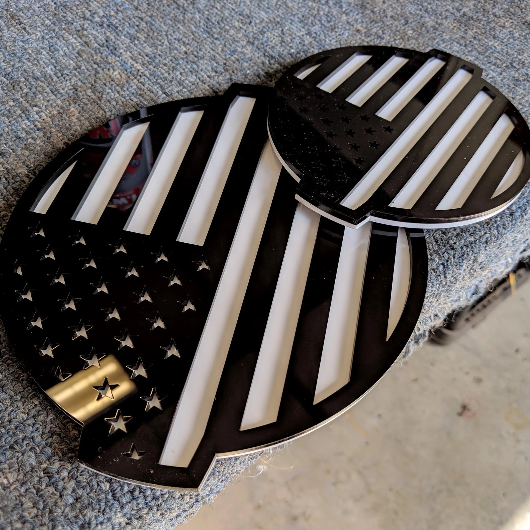 American Flag Badge Set - Fits 2016-2024 Nissan® Titan® Grille and Tailgate - Black on White
