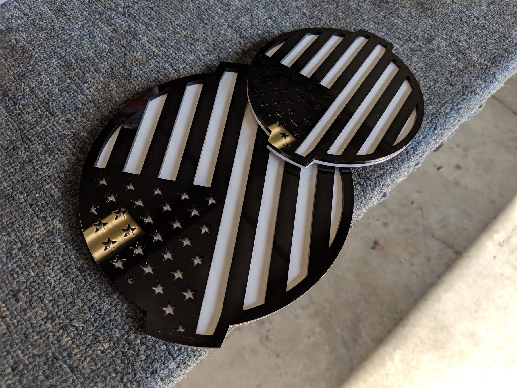 American Flag Badge Set - Fits 2016-2024 Nissan® Titan® Grille and Tailgate - Black on White