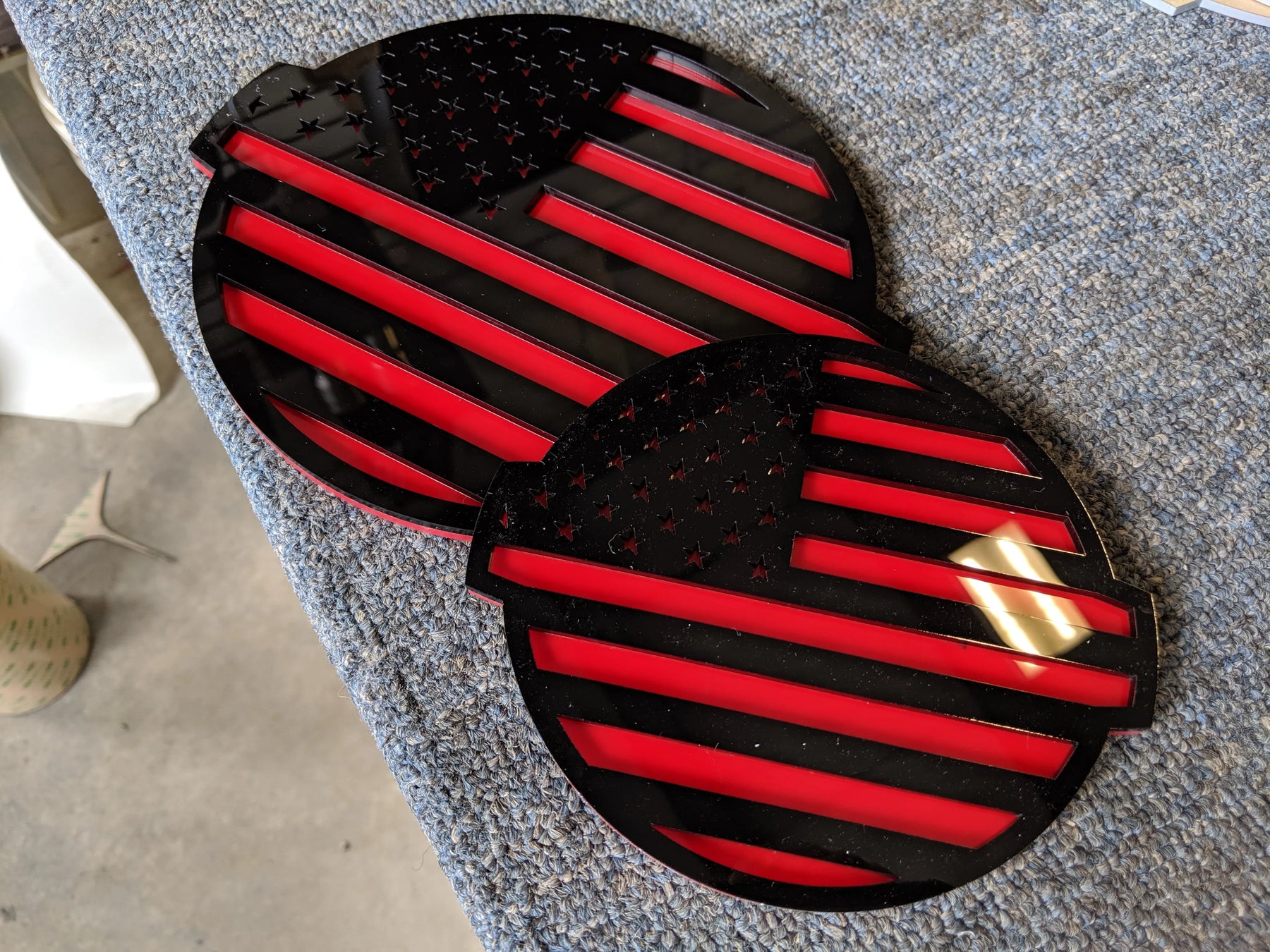 American Flag Badge Set - Fits 2016-2024 Nissan® Titan® Grille and Tailgate - Black on Red