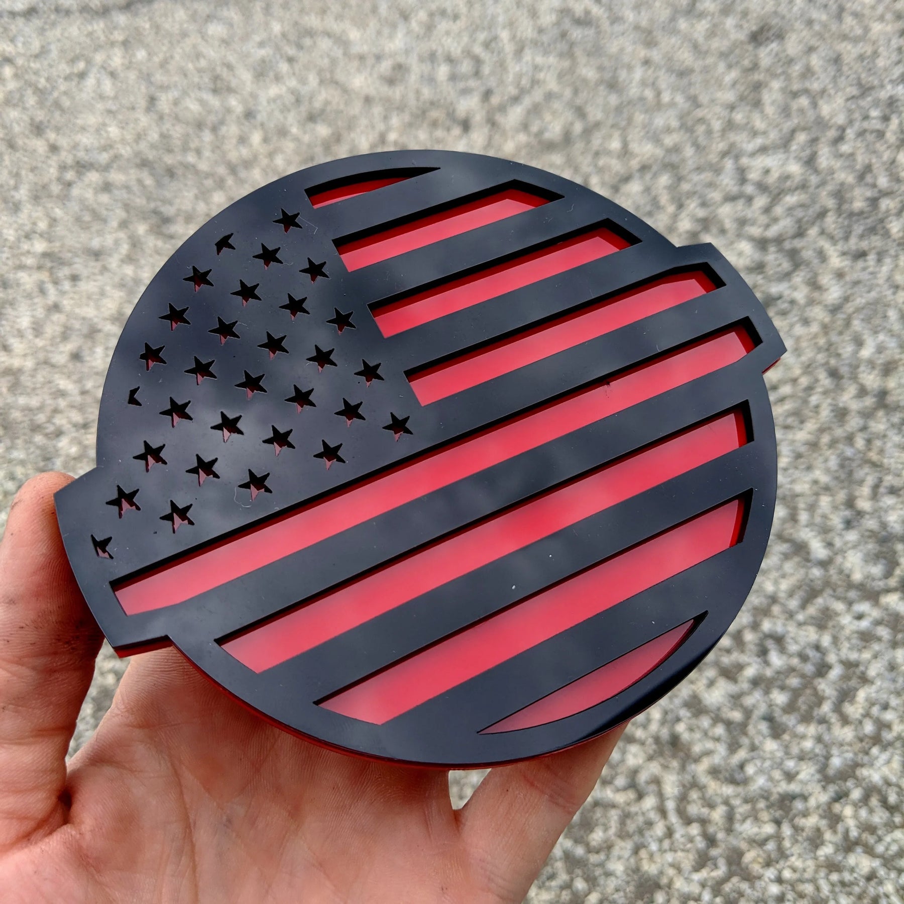 American Flag Badge - Fits 2016-2024 Nissan® Titan® Tailgate - Black on Red