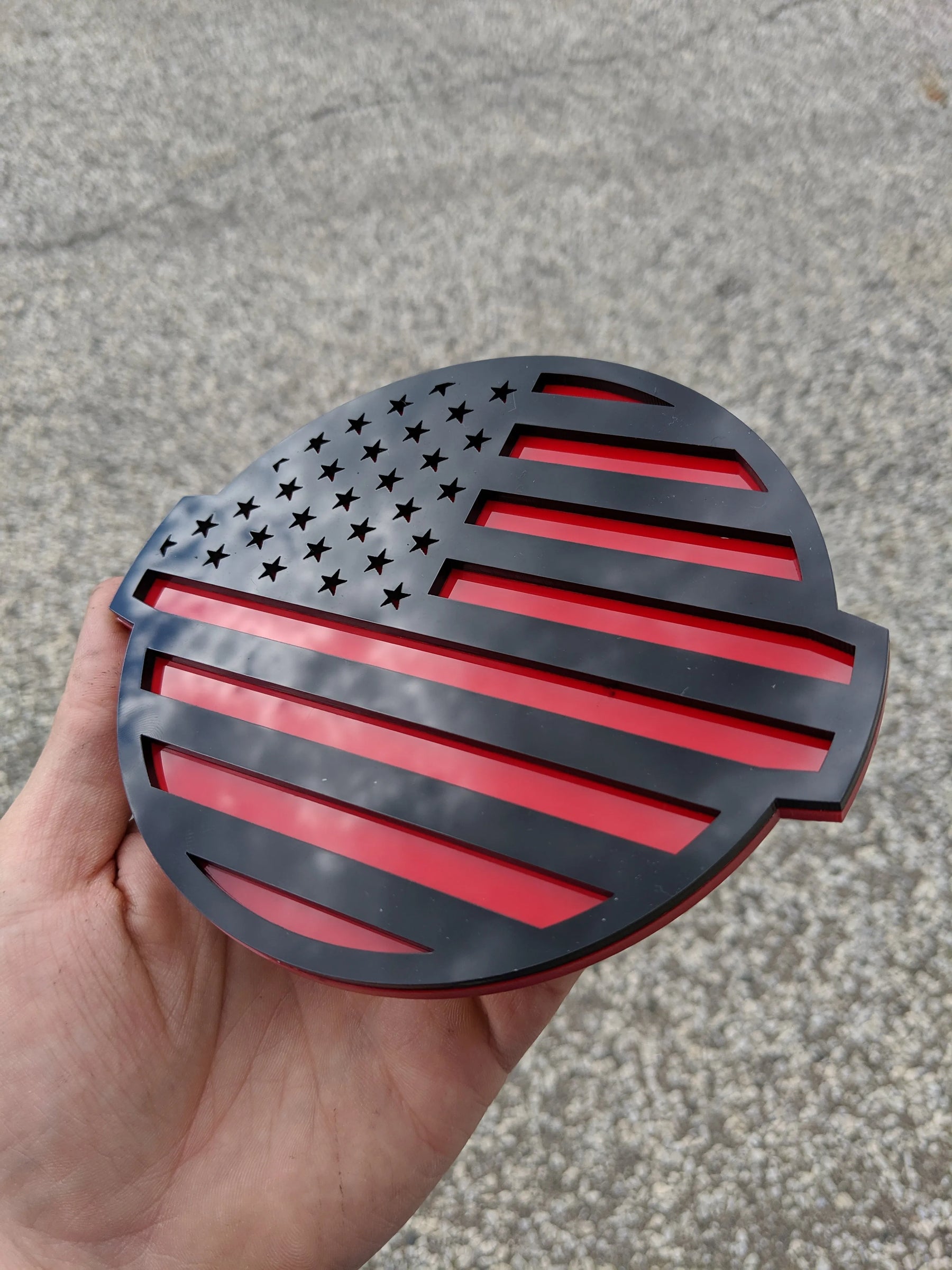 American Flag Badge - Fits 2016-2024 Nissan® Titan® Tailgate - Black on Red