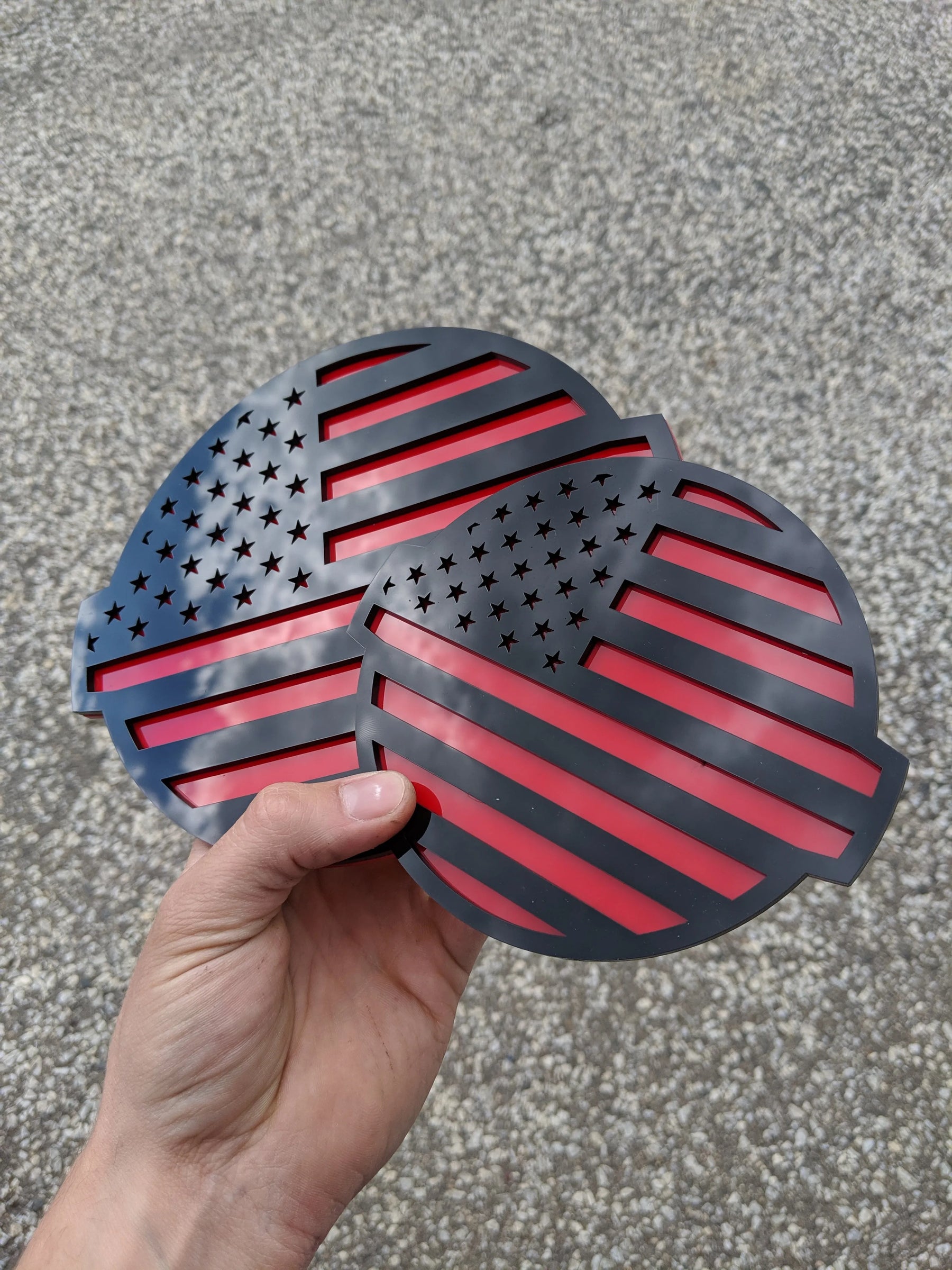 American Flag Badge Set - Fits 2016-2024 Nissan® Titan® Grille and Tailgate - Black on Red