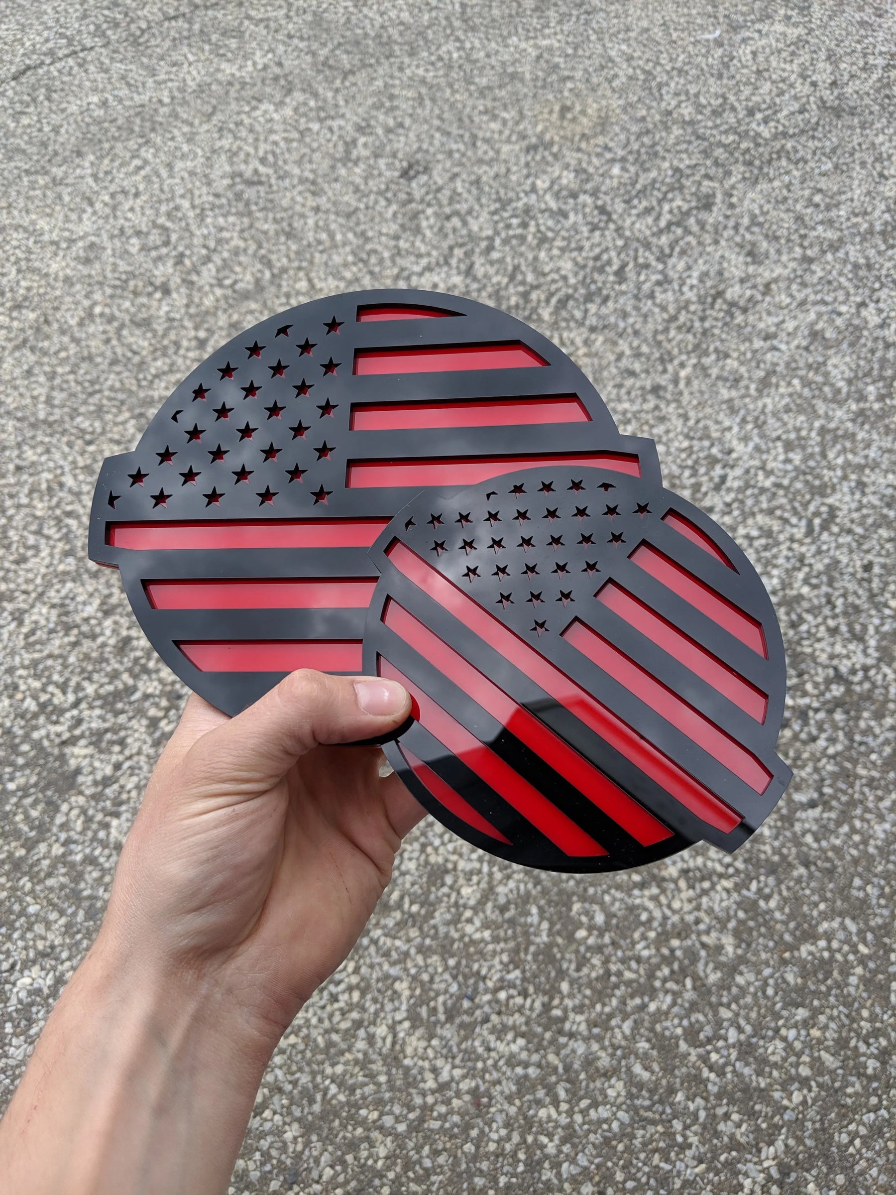 American Flag Badge Set - Fits 2016-2024 Nissan® Titan® Grille and Tailgate - Black on Red