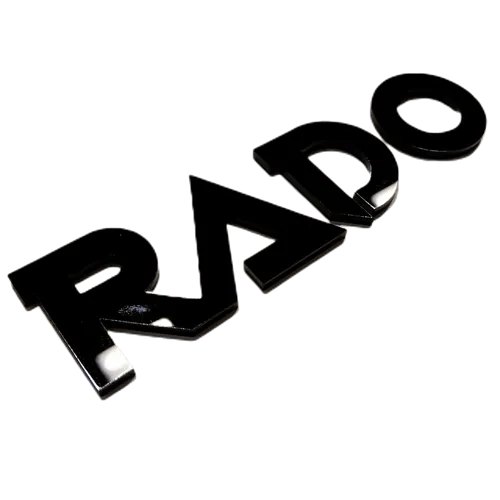 Insignia Rado - Letra en negrita - Una capa - Negro - Par