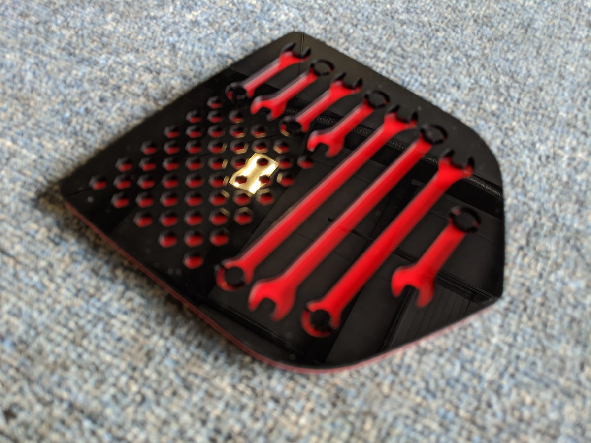 Mechanics American Flag Badge - Fits 2009-2018 Dodge® Ram® Tailgate -1500, 2500, 3500 - Black on Red