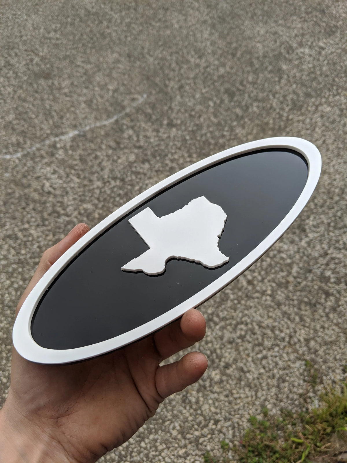 Texas Outline Badge - Fits 2015-2019 F150® Grille or Tailgate - White on Black