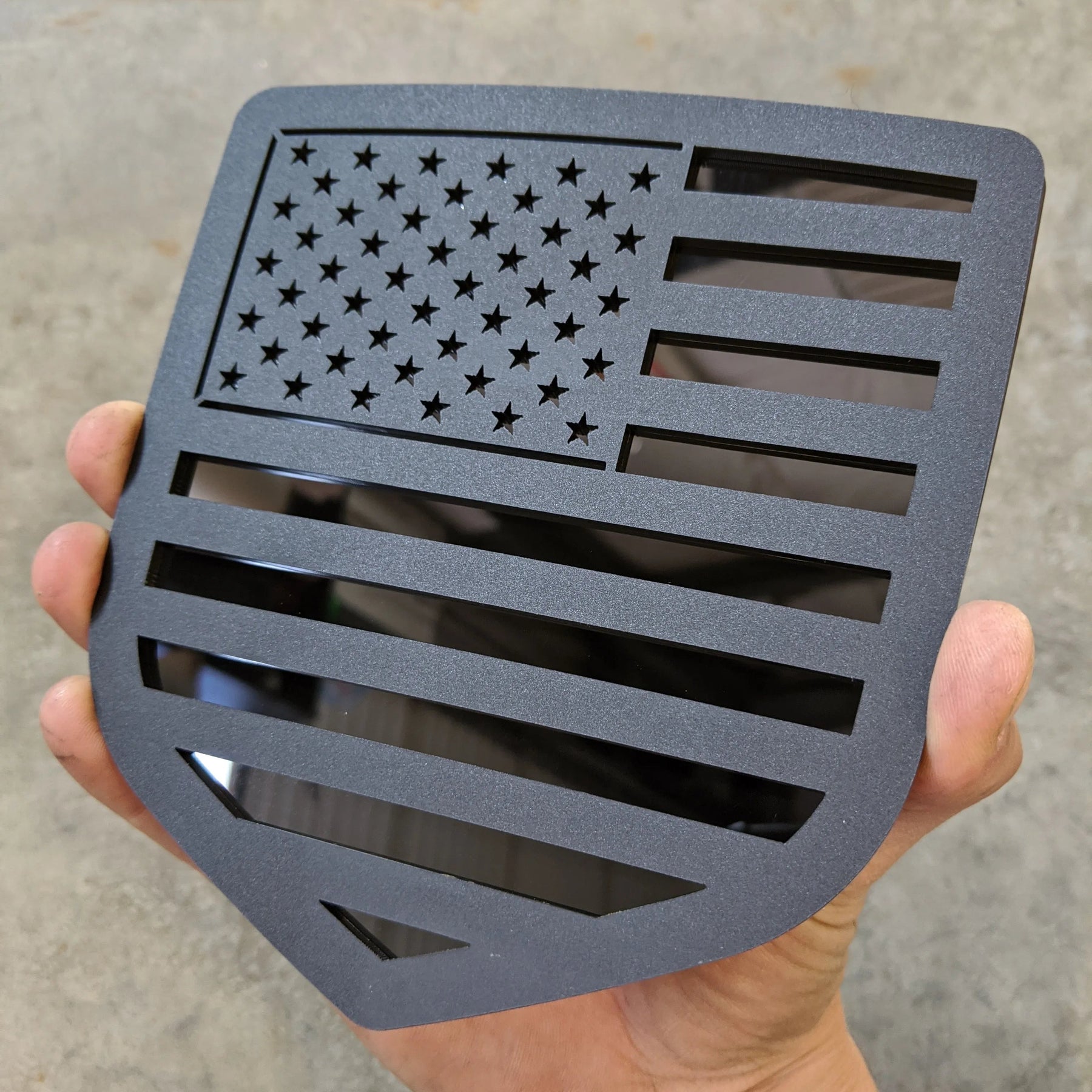 American Flag Badge - Fits 2009-2018 Dodge® Ram® Tailgate -1500, 2500, 3500 - Matte Black on Black