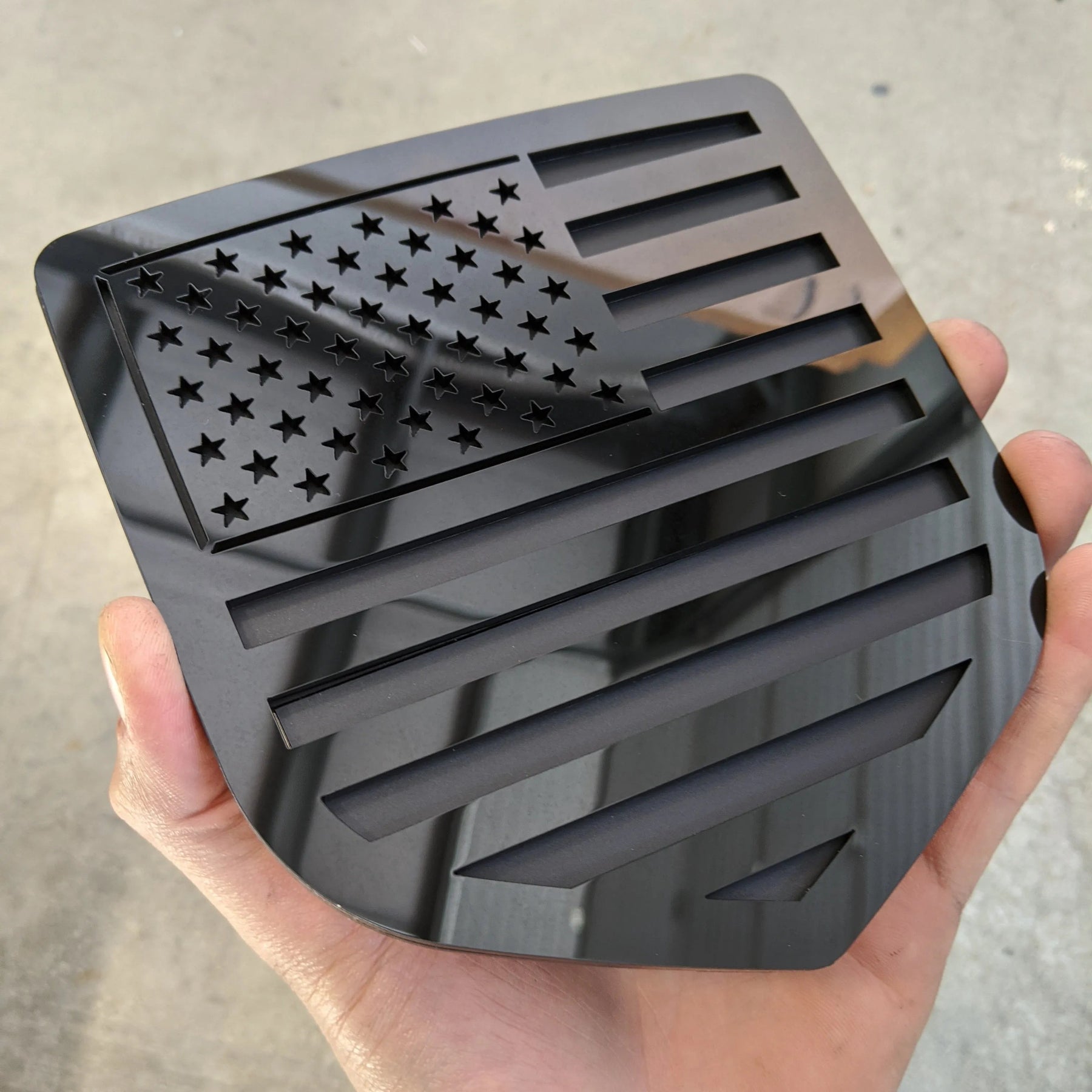 American Flag Badge - Fits 2009-2018 Dodge® Ram® Tailgate -1500, 2500, 3500 - Gloss Black on Matte Black