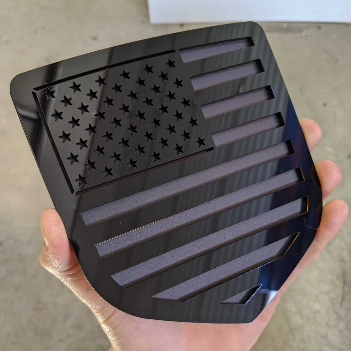 American Flag Badge - Fits 2009-2018 Dodge® Ram® Tailgate -1500, 2500, 3500 - Gloss Black on Matte Black