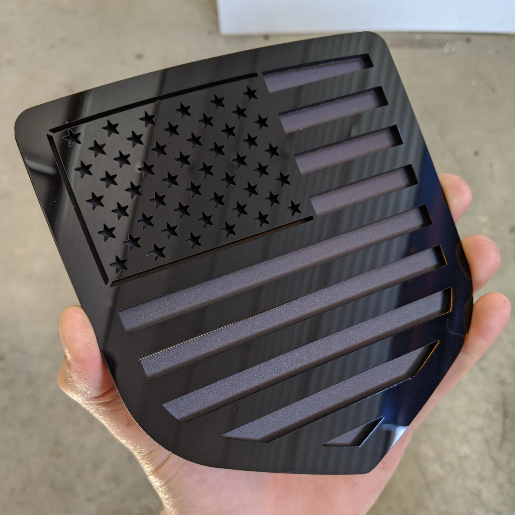 American Flag Badge - Fits 2009-2018 Dodge® Ram® Tailgate -1500, 2500, 3500 - Gloss Black on Matte Black