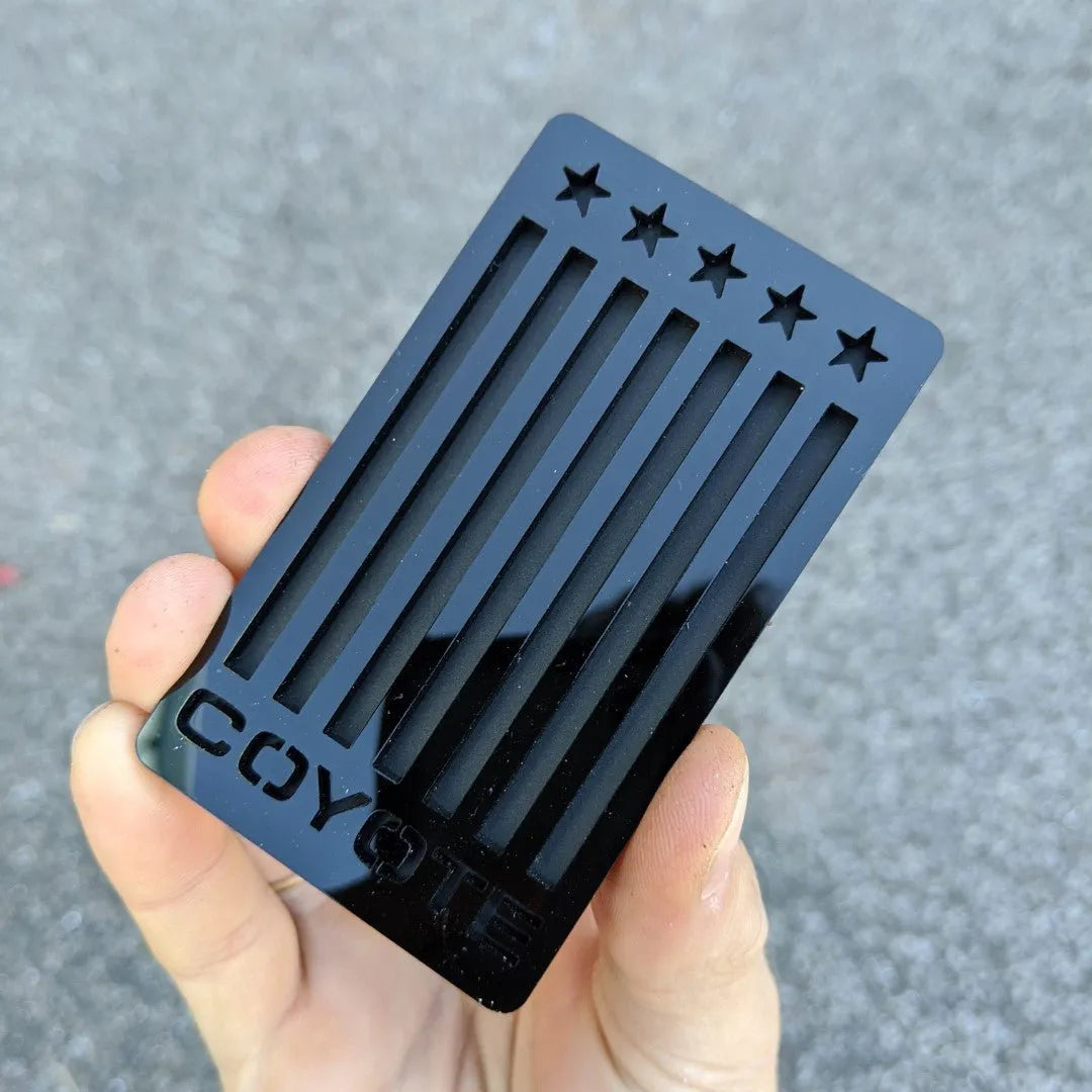 Vertical Flag Coyote Badge - Fits Mustang® - Black on on Matte Black
